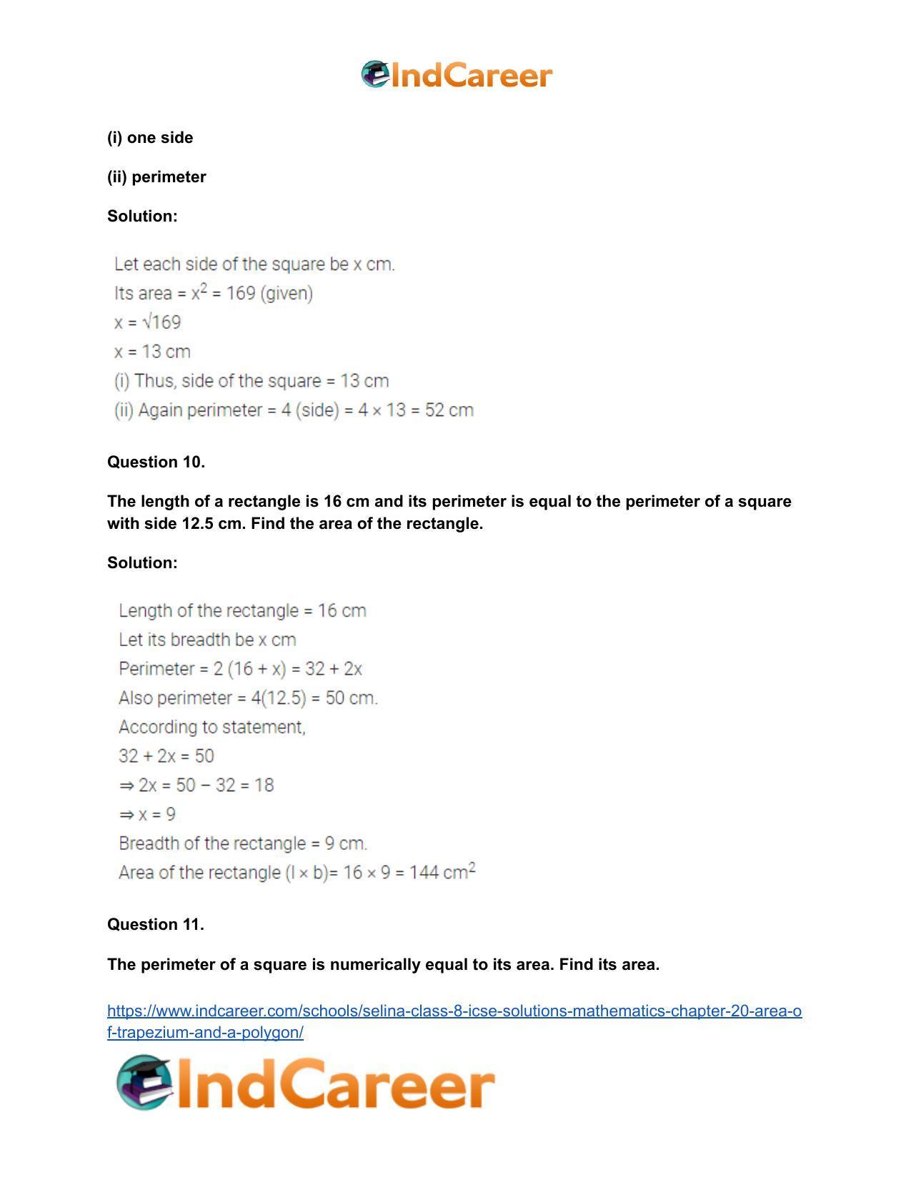 Selina Class 8 ICSE Solutions Mathematics : Chapter 20- Area of Trapezium and a Polygon - Page 25