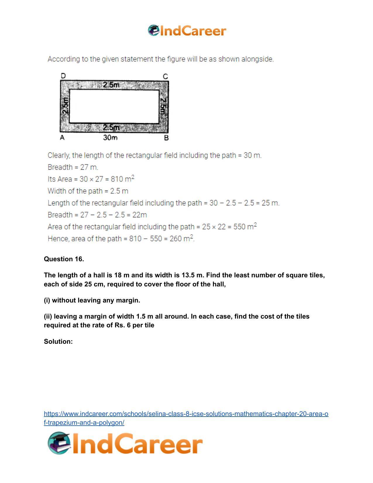 Selina Class 8 ICSE Solutions Mathematics : Chapter 20- Area of Trapezium and a Polygon - Page 30