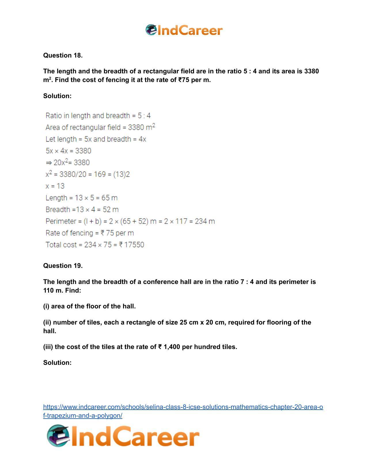 Selina Class 8 ICSE Solutions Mathematics : Chapter 20- Area of Trapezium and a Polygon - Page 33