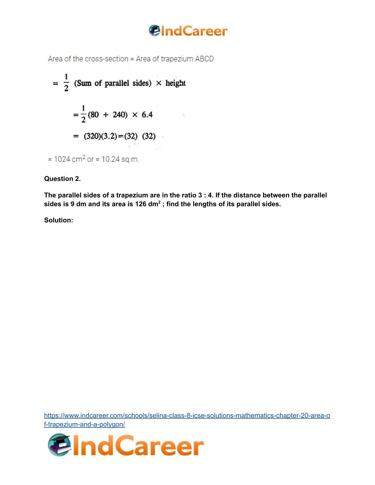 Selina Class 8 ICSE Solutions Mathematics : Chapter 20- Area of Trapezium and a Polygon - Page 36