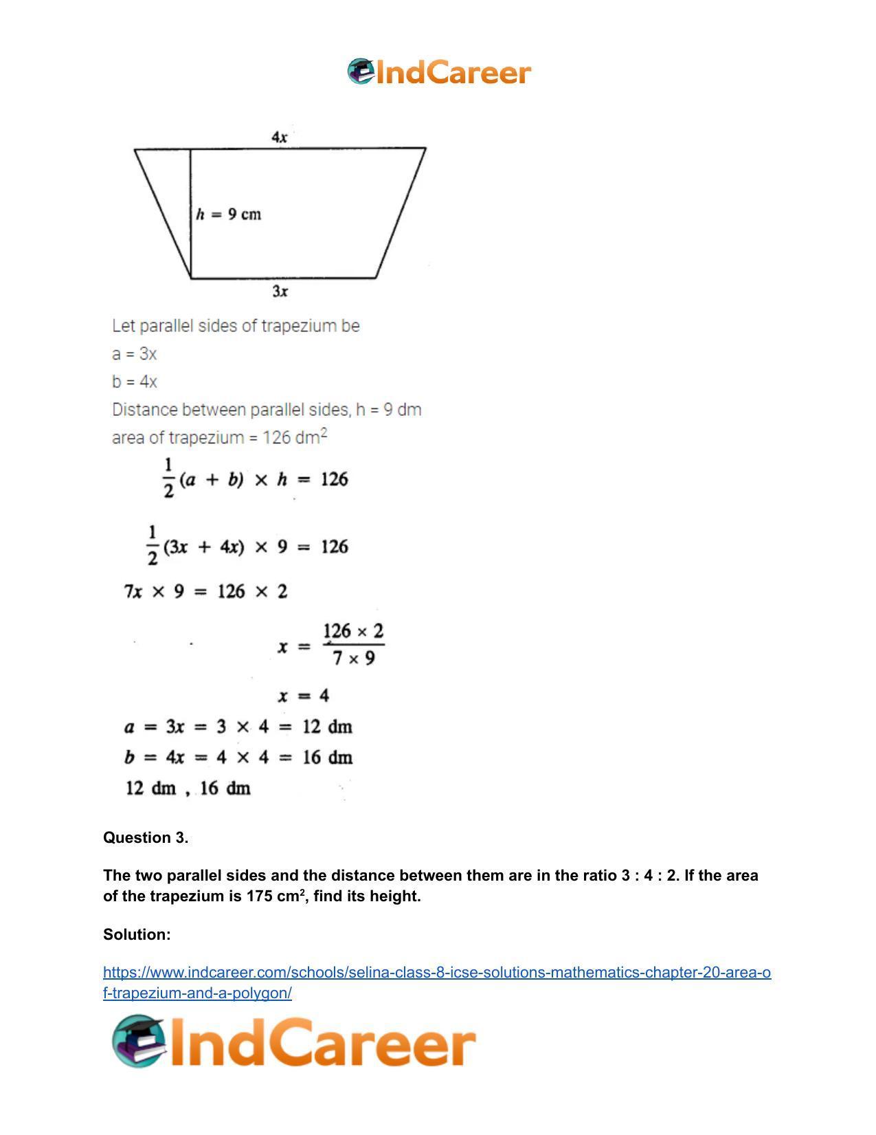 Selina Class 8 ICSE Solutions Mathematics : Chapter 20- Area of Trapezium and a Polygon - Page 37