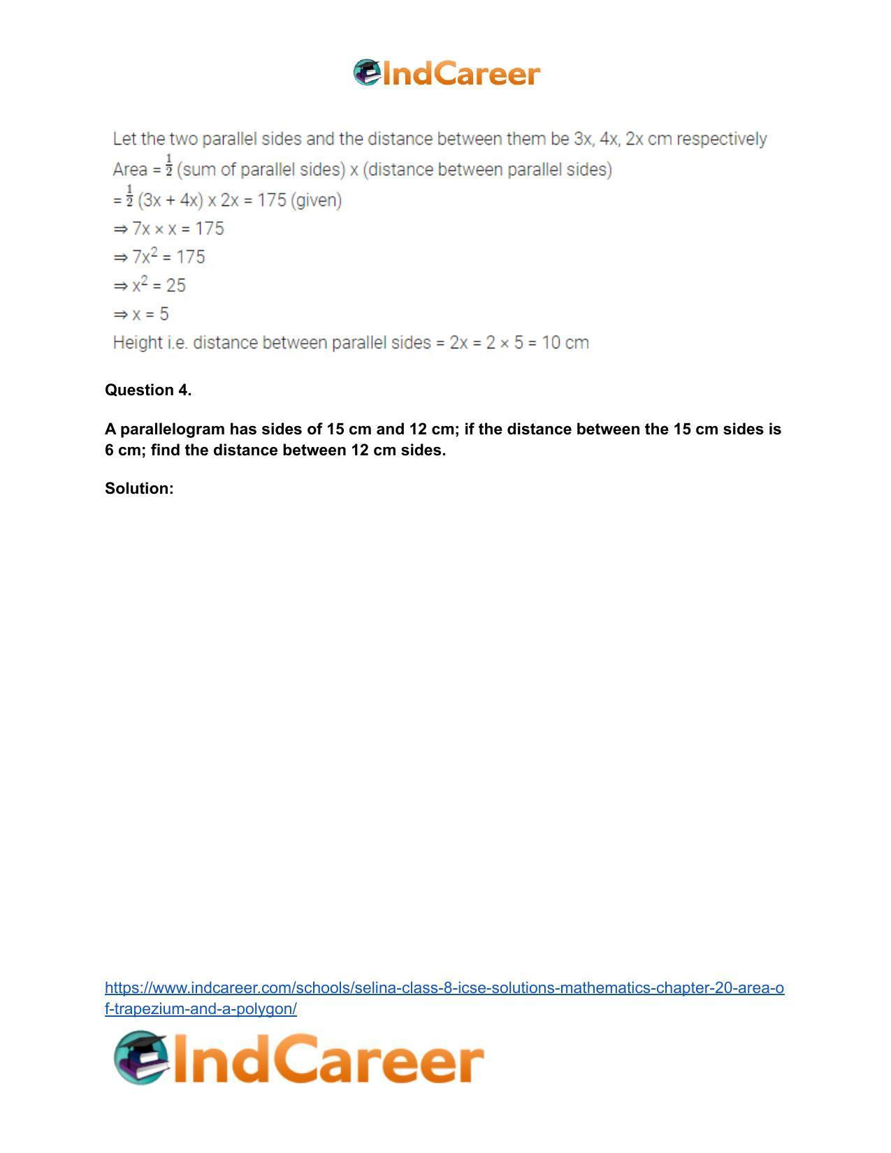 Selina Class 8 ICSE Solutions Mathematics : Chapter 20- Area of Trapezium and a Polygon - Page 38