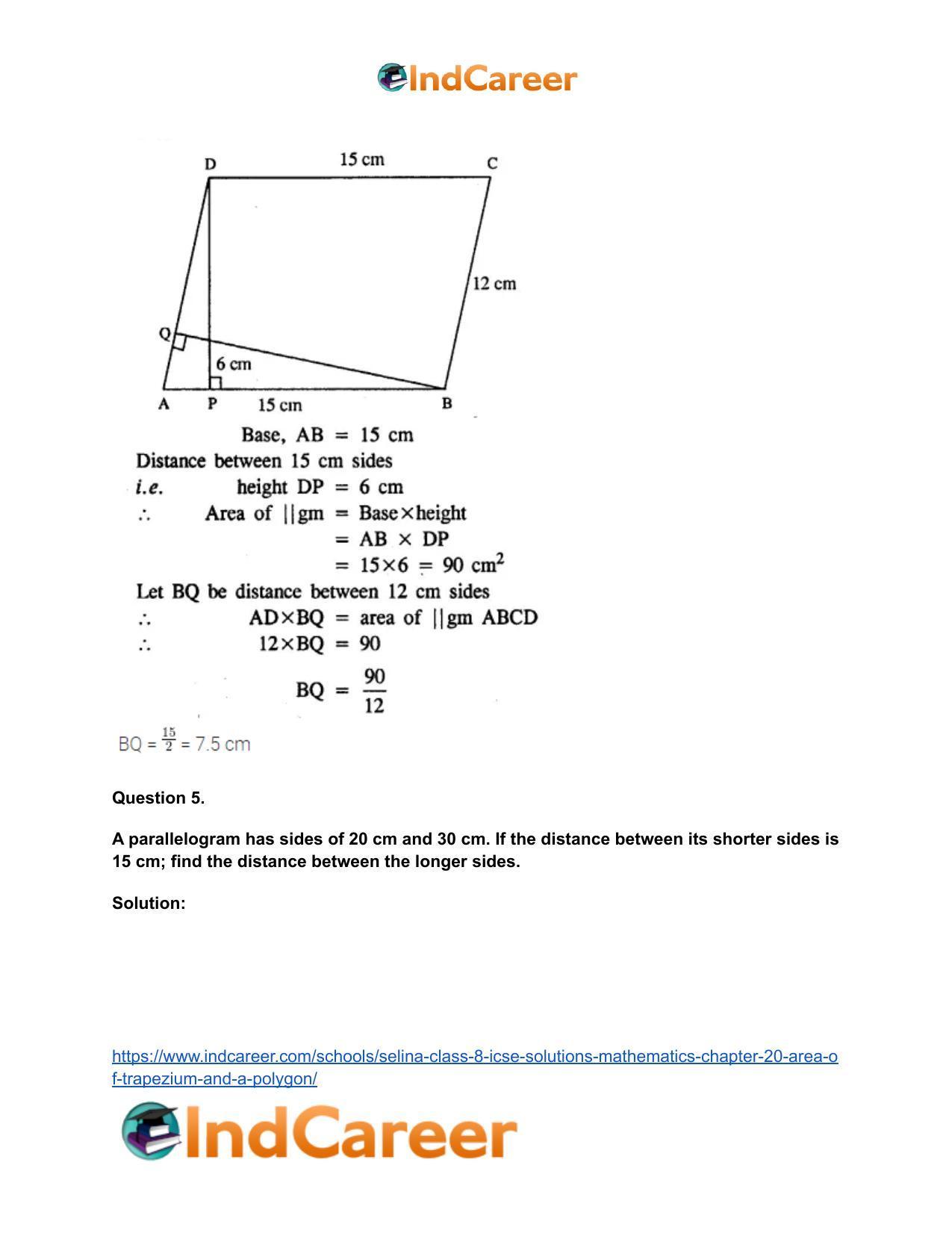 Selina Class 8 ICSE Solutions Mathematics : Chapter 20- Area of Trapezium and a Polygon - Page 39