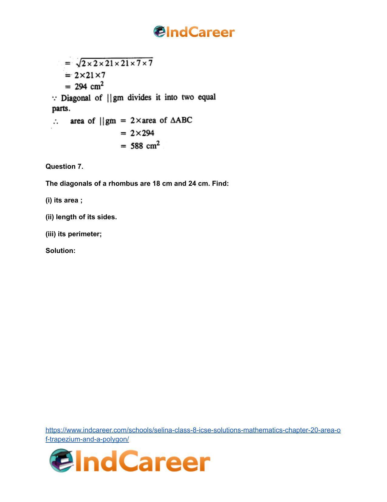Selina Class 8 ICSE Solutions Mathematics : Chapter 20- Area of Trapezium and a Polygon - Page 42