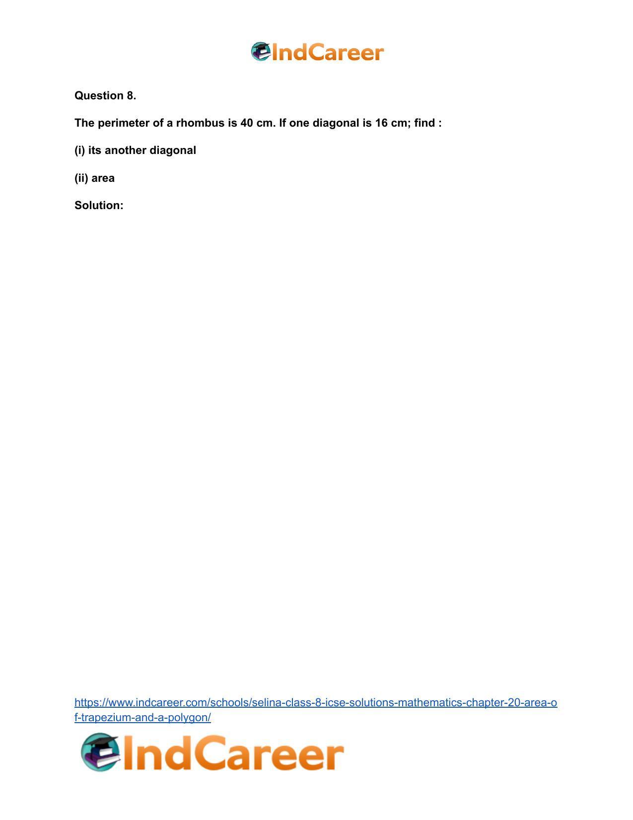 Selina Class 8 ICSE Solutions Mathematics : Chapter 20- Area of Trapezium and a Polygon - Page 44