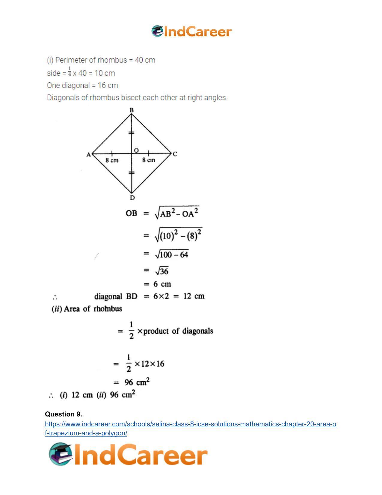 Selina Class 8 ICSE Solutions Mathematics : Chapter 20- Area of Trapezium and a Polygon - Page 45