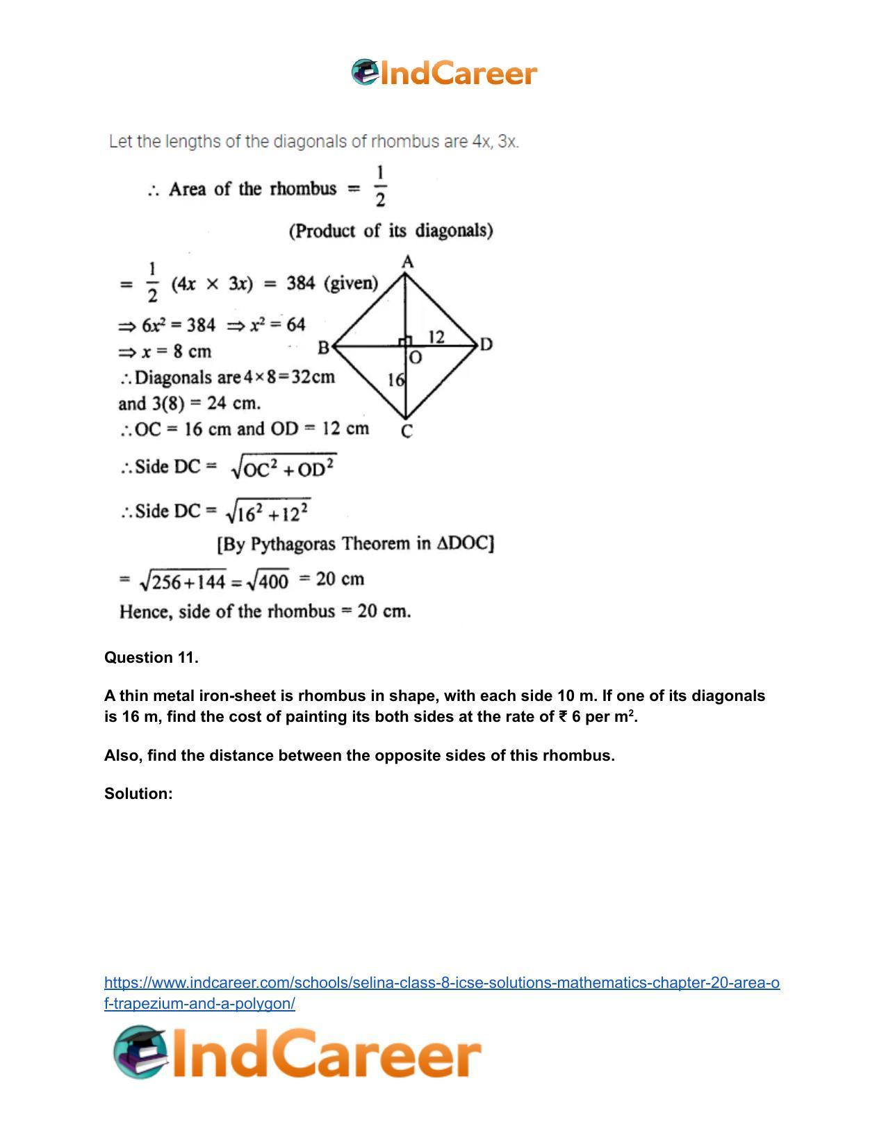 Selina Class 8 ICSE Solutions Mathematics : Chapter 20- Area of Trapezium and a Polygon - Page 47