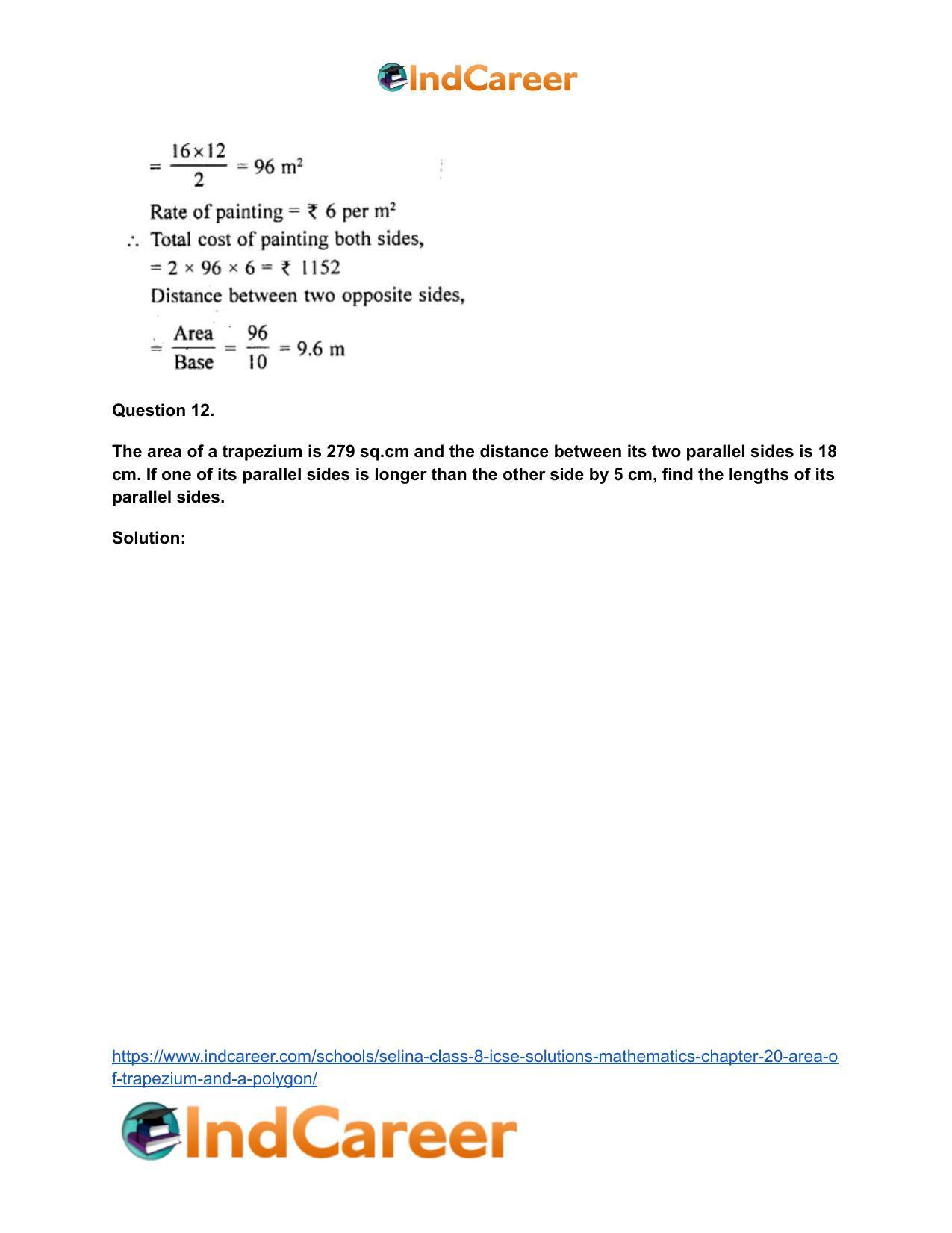 Selina Class 8 ICSE Solutions Mathematics : Chapter 20- Area of Trapezium and a Polygon - Page 49