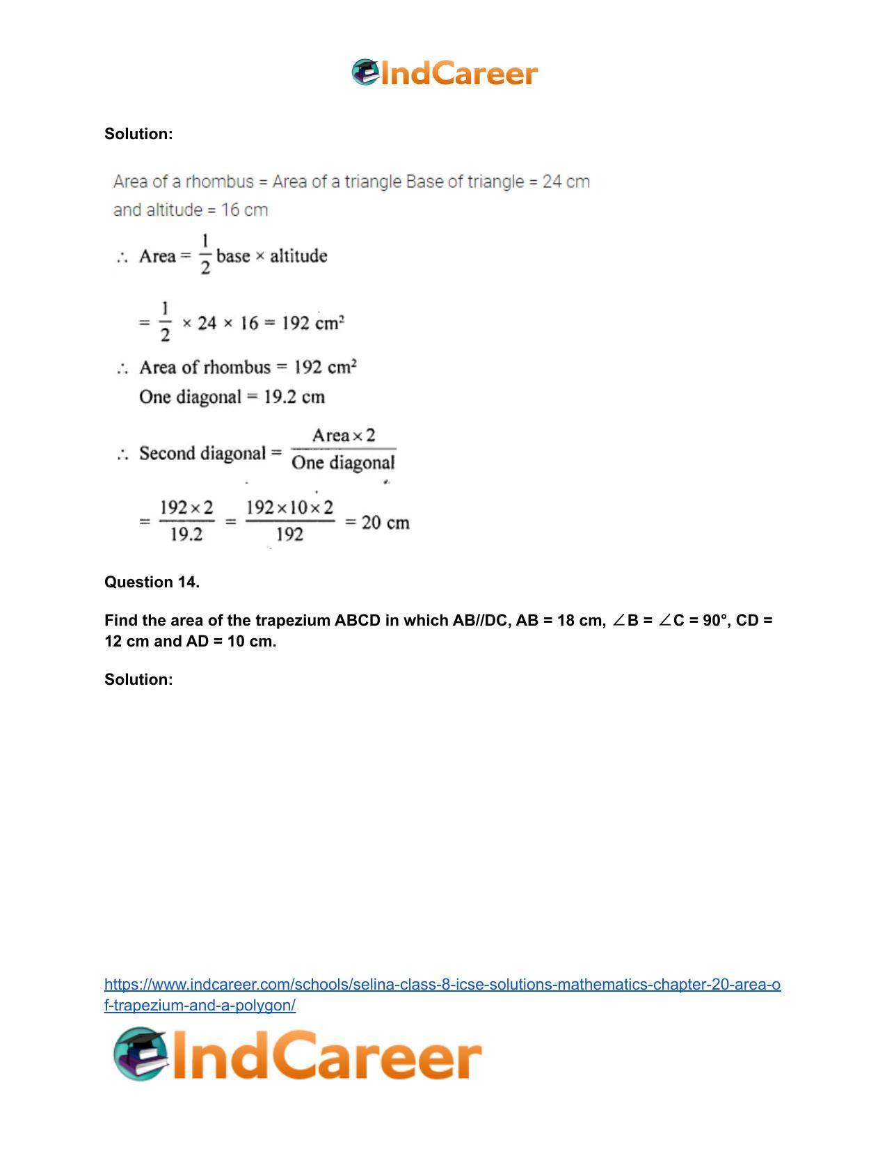 Selina Class 8 ICSE Solutions Mathematics : Chapter 20- Area of Trapezium and a Polygon - Page 51