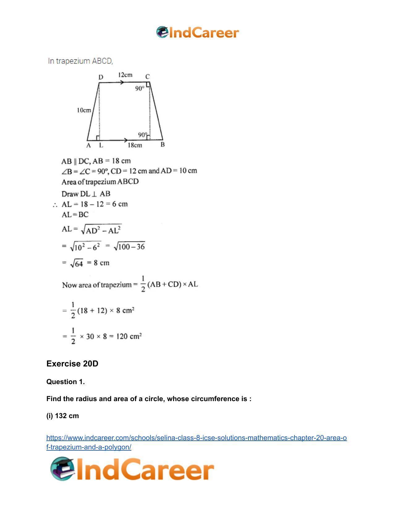 Selina Class 8 ICSE Solutions Mathematics : Chapter 20- Area of Trapezium and a Polygon - Page 52