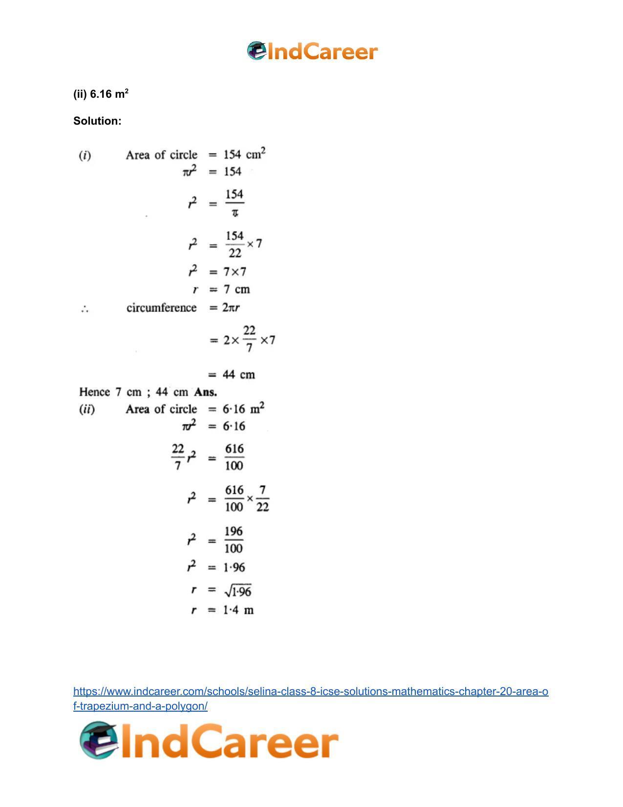 Selina Class 8 ICSE Solutions Mathematics : Chapter 20- Area of Trapezium and a Polygon - Page 54