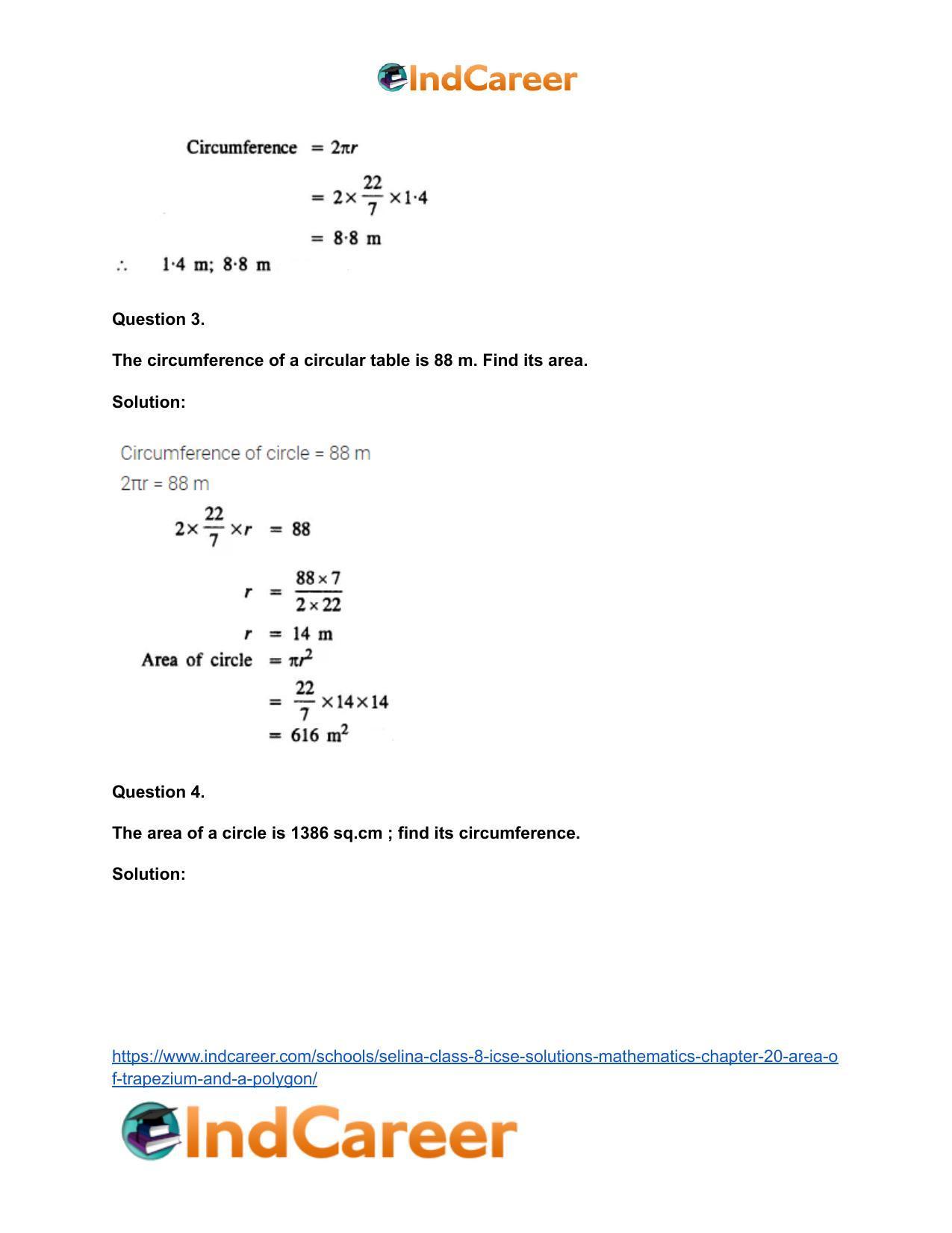 Selina Class 8 ICSE Solutions Mathematics : Chapter 20- Area of Trapezium and a Polygon - Page 55