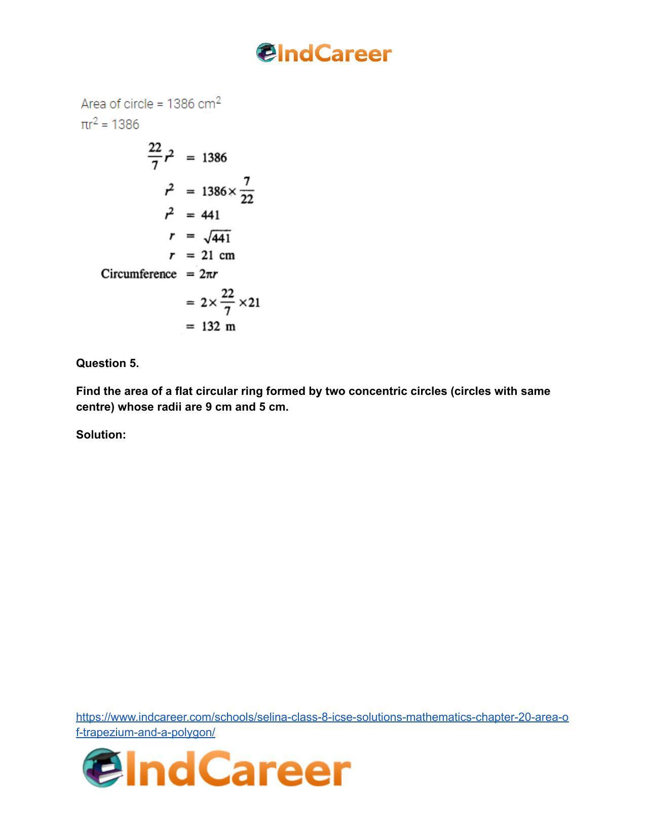 Selina Class 8 ICSE Solutions Mathematics : Chapter 20- Area of Trapezium and a Polygon - Page 56