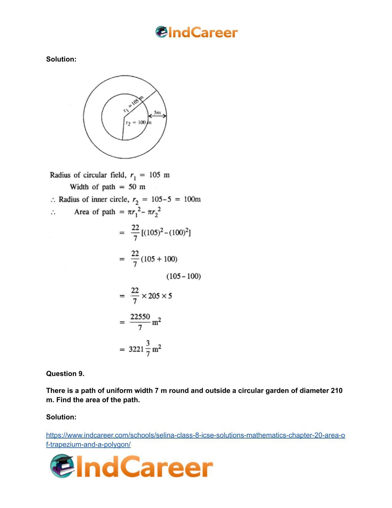 Selina Class 8 ICSE Solutions Mathematics : Chapter 20- Area of Trapezium and a Polygon - Page 61