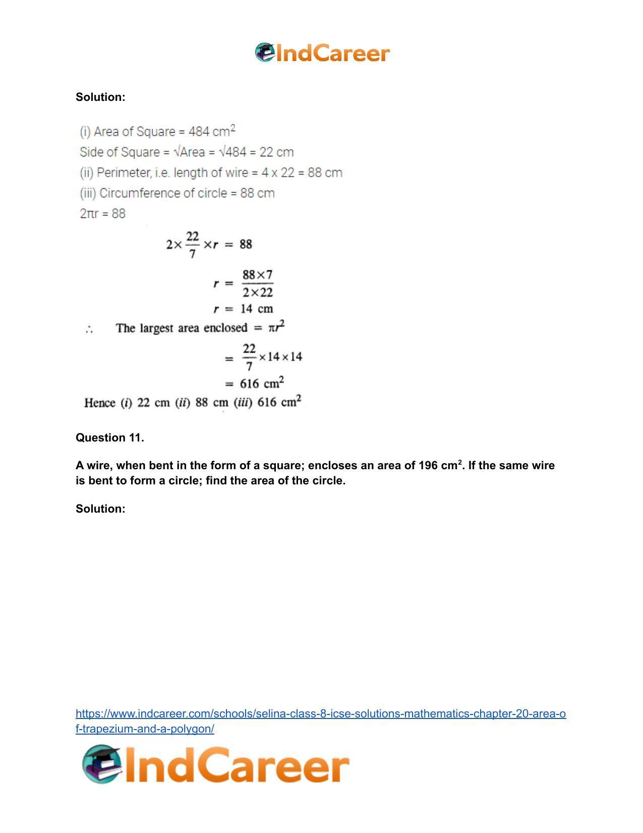 Selina Class 8 ICSE Solutions Mathematics : Chapter 20- Area of Trapezium and a Polygon - Page 63