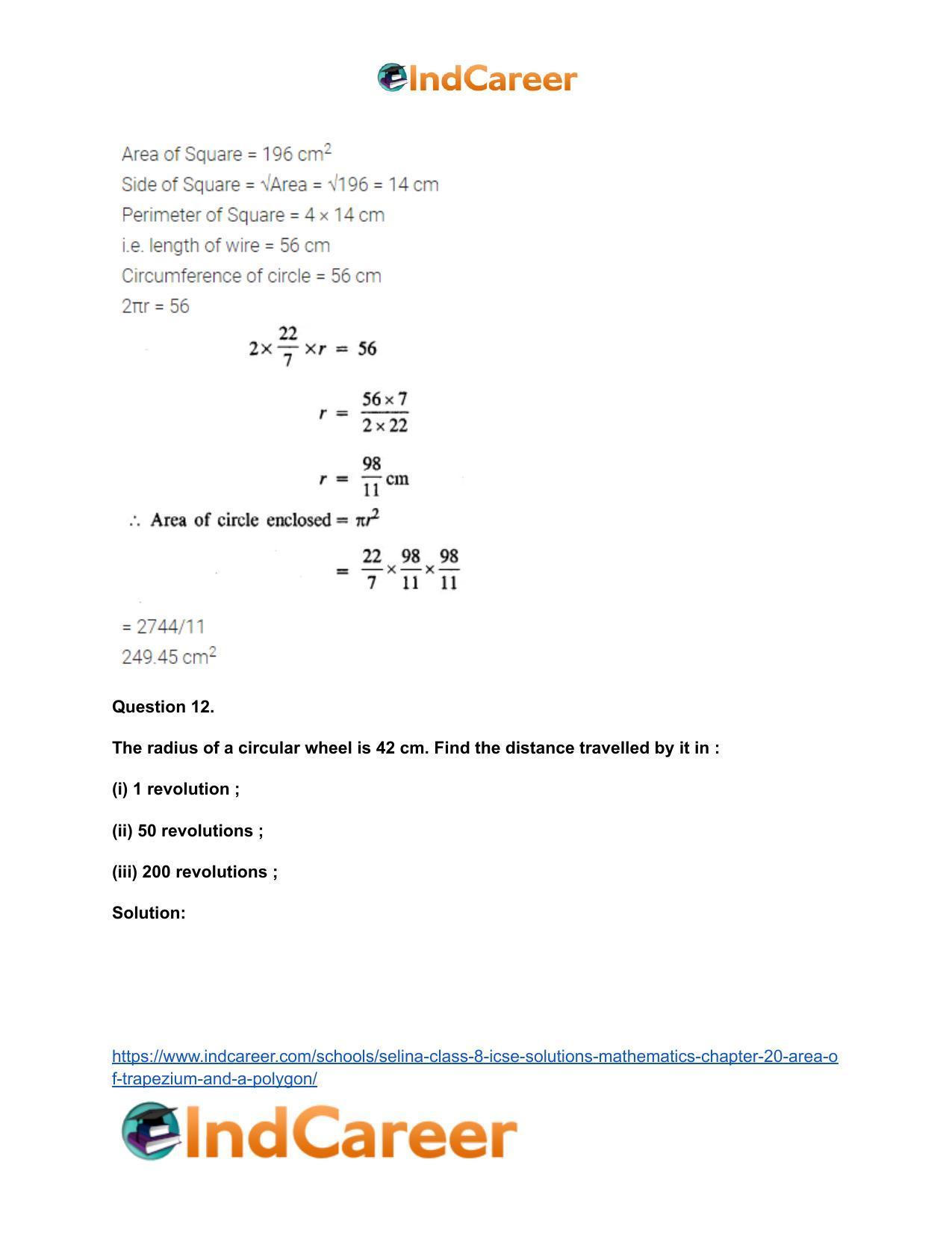 Selina Class 8 ICSE Solutions Mathematics : Chapter 20- Area of Trapezium and a Polygon - Page 64