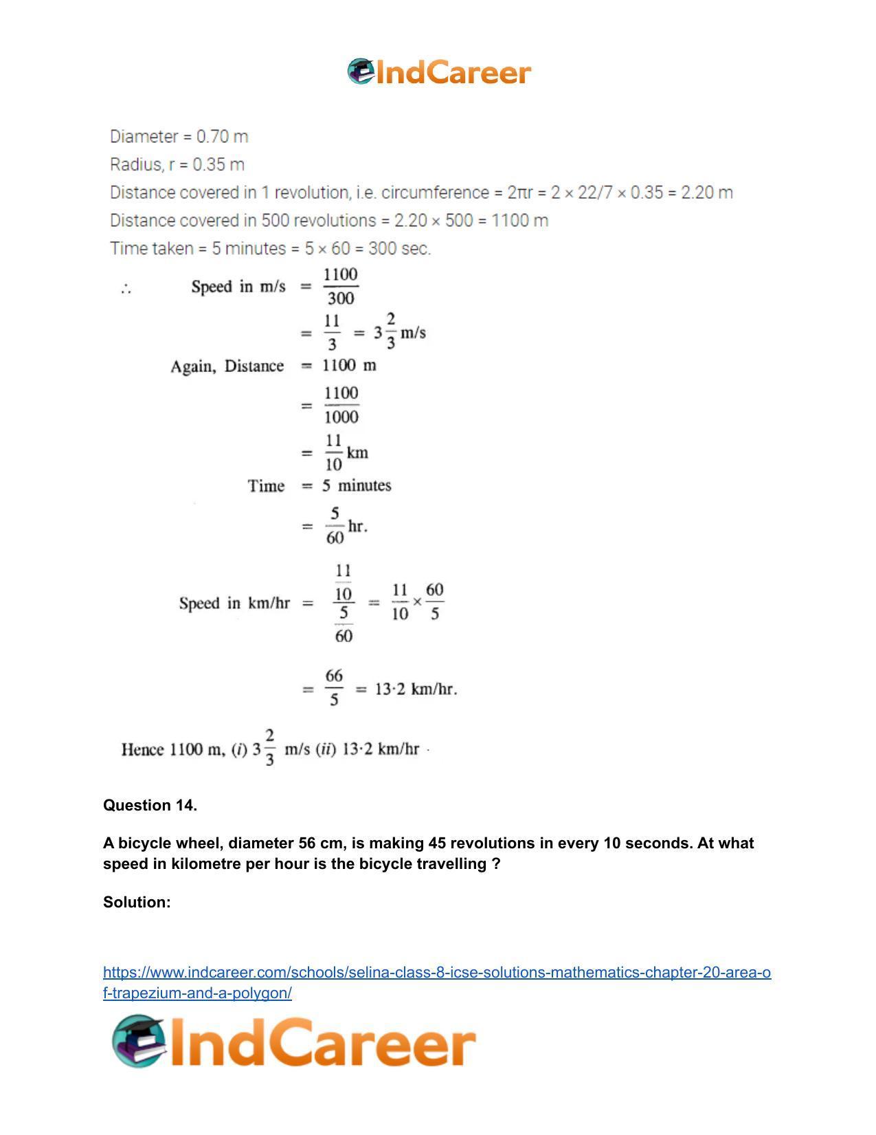 Selina Class 8 ICSE Solutions Mathematics : Chapter 20- Area of Trapezium and a Polygon - Page 66