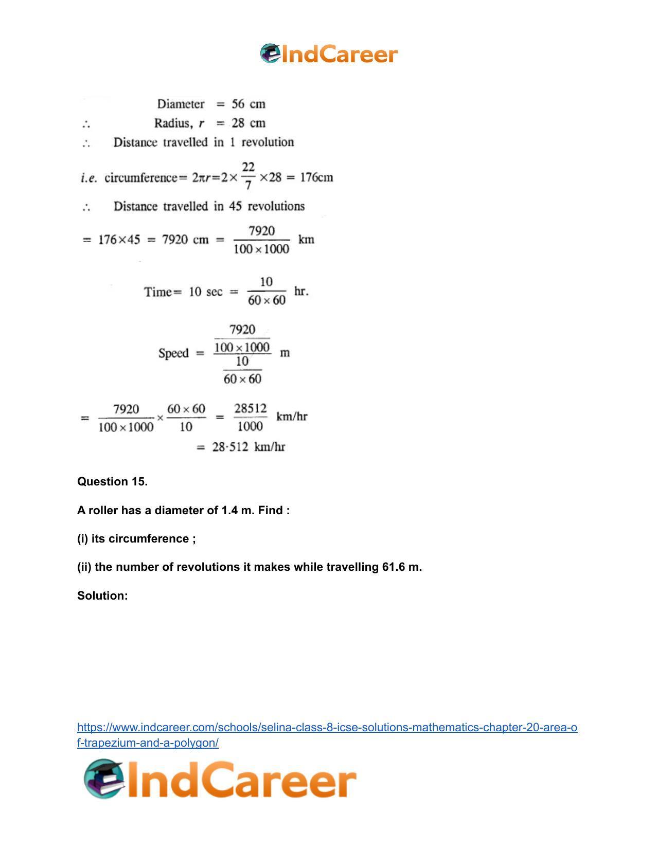 Selina Class 8 ICSE Solutions Mathematics : Chapter 20- Area of Trapezium and a Polygon - Page 67
