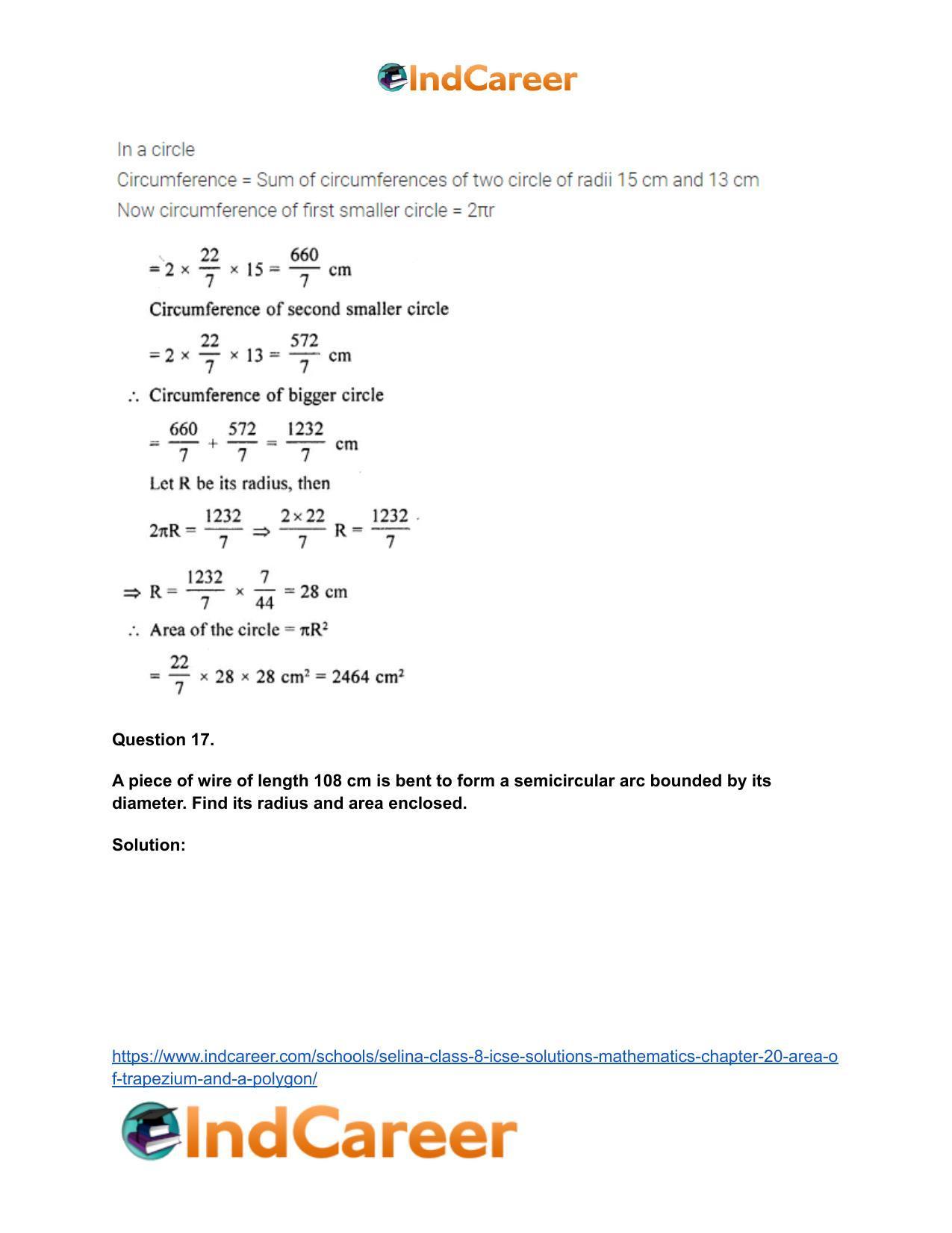 Selina Class 8 ICSE Solutions Mathematics : Chapter 20- Area of Trapezium and a Polygon - Page 69