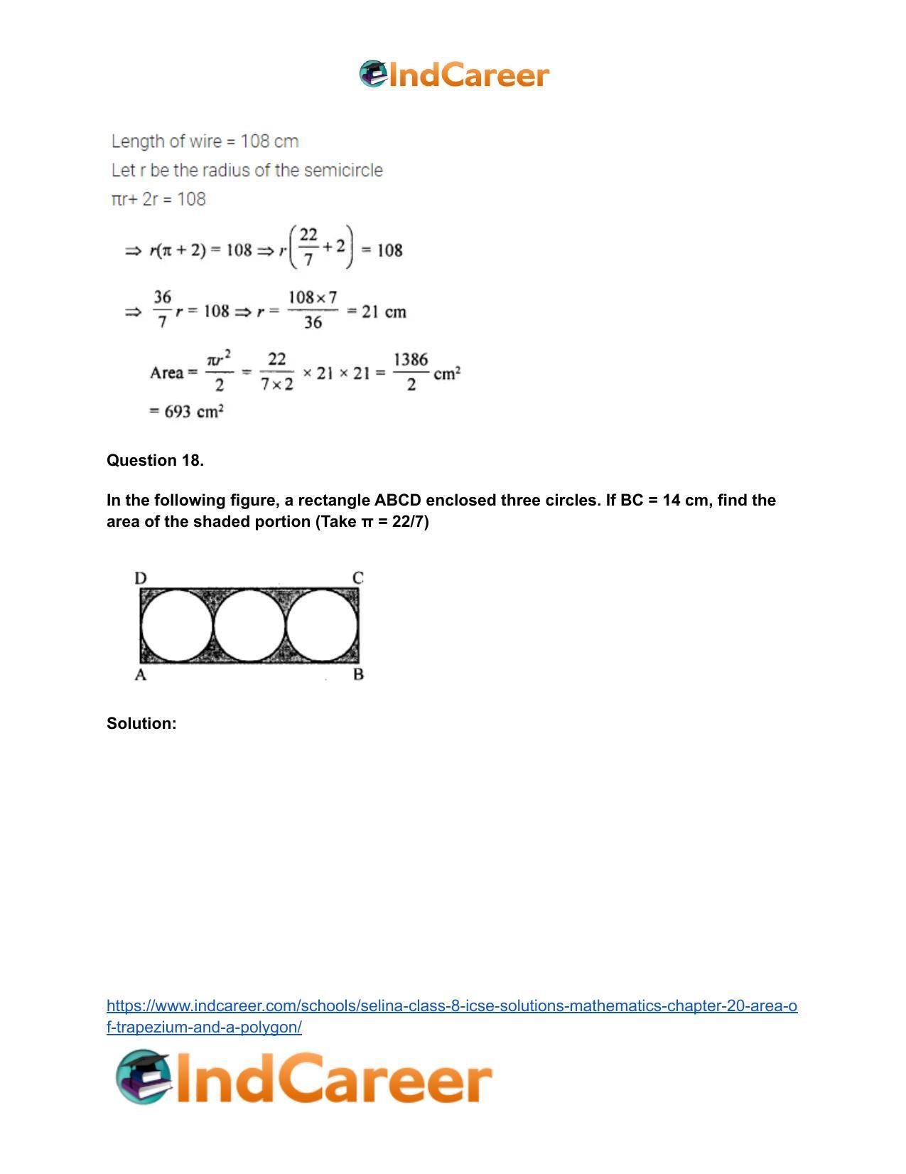 Selina Class 8 ICSE Solutions Mathematics : Chapter 20- Area of Trapezium and a Polygon - Page 70