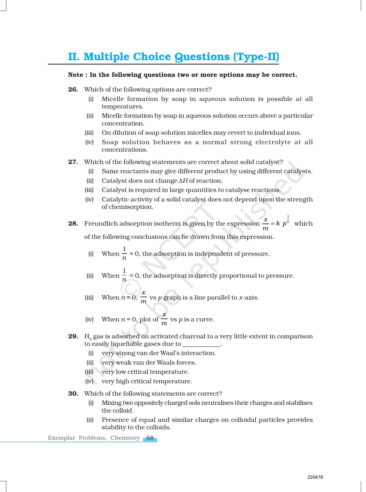 NCERT Exemplar Book for Class 12 Chemistry: Chapter 5 Surface Chemistry - Page 6