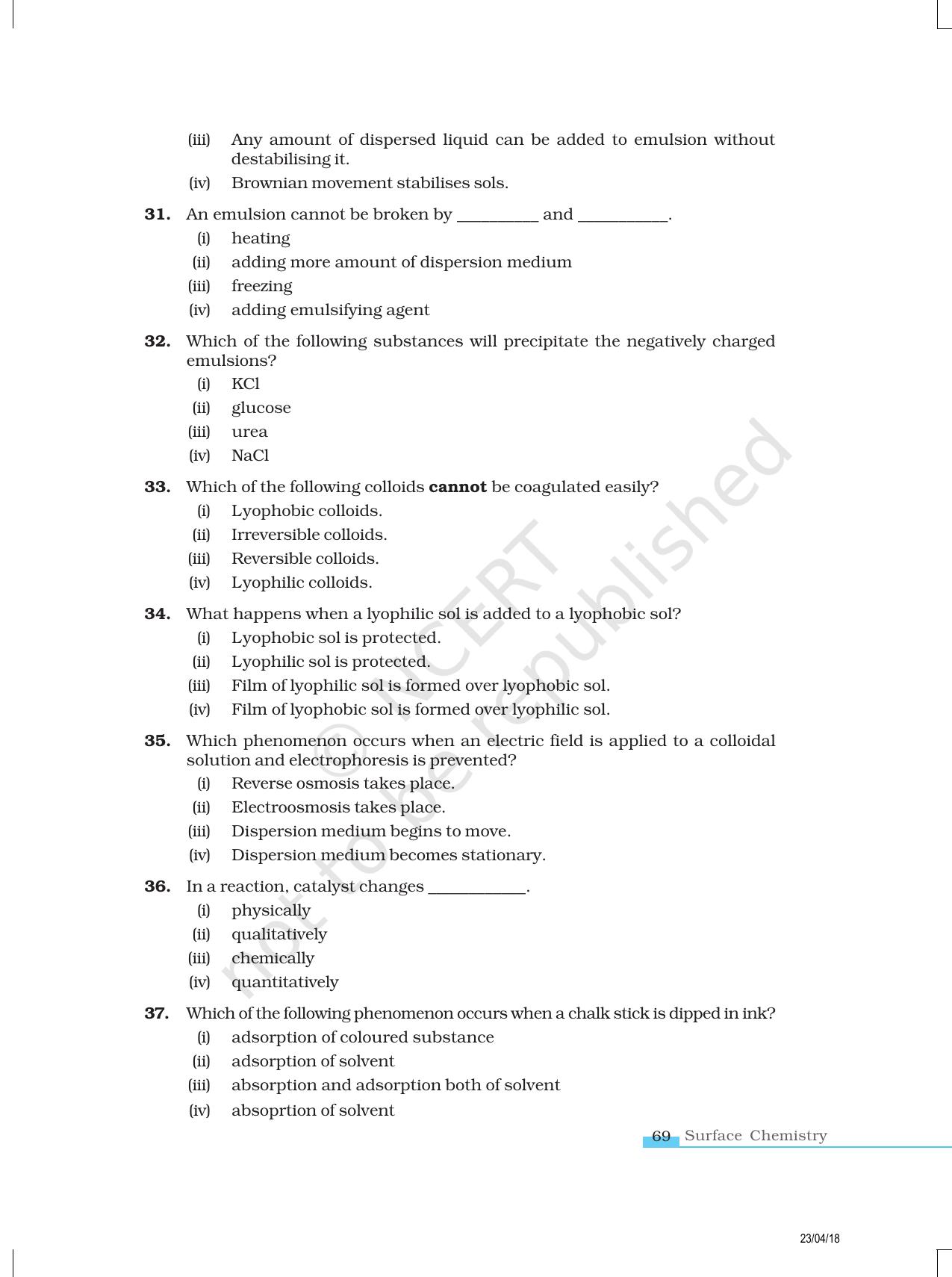NCERT Exemplar Book for Class 12 Chemistry: Chapter 5 Surface Chemistry - Page 7