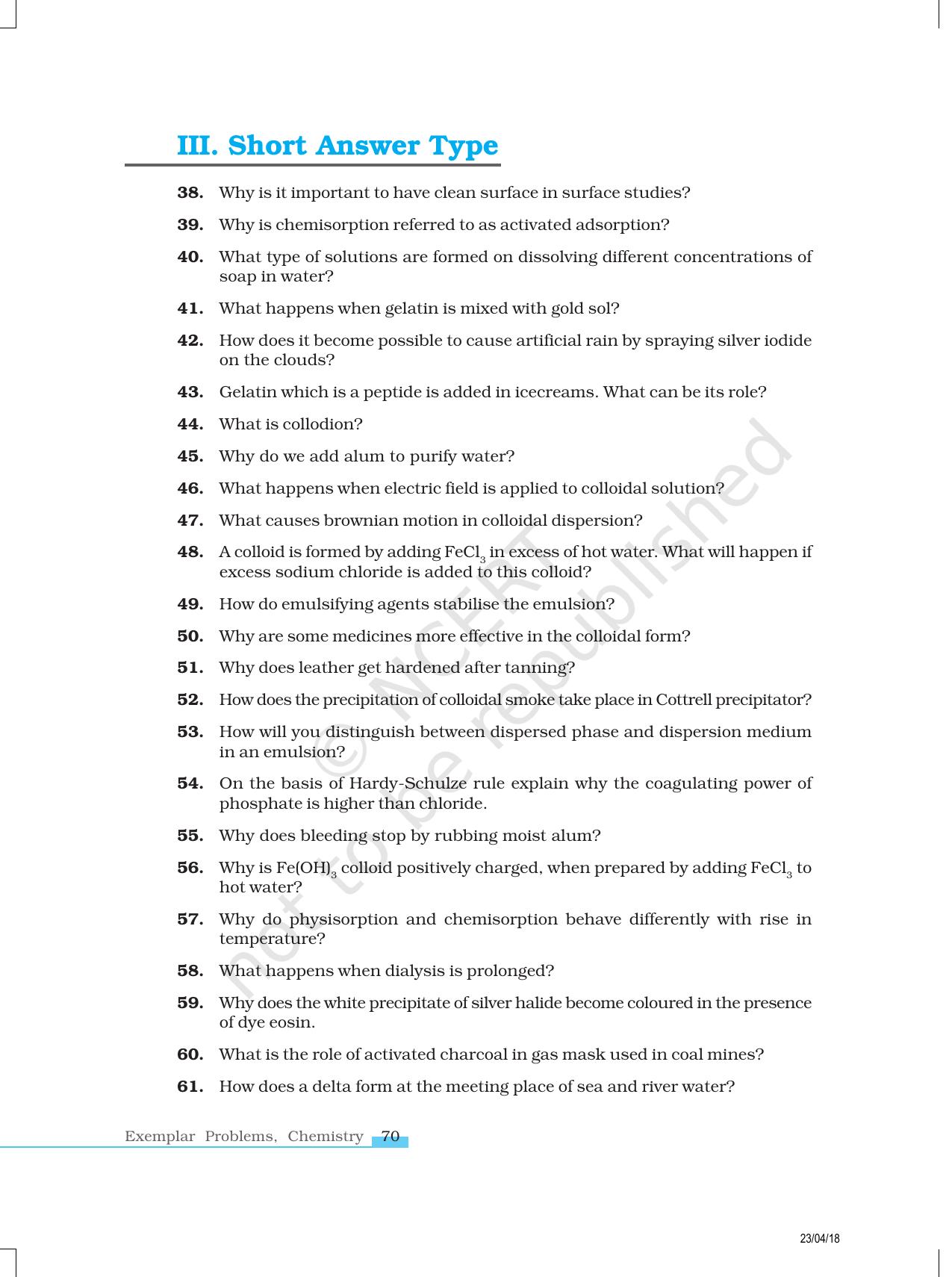 NCERT Exemplar Book for Class 12 Chemistry: Chapter 5 Surface Chemistry - Page 8