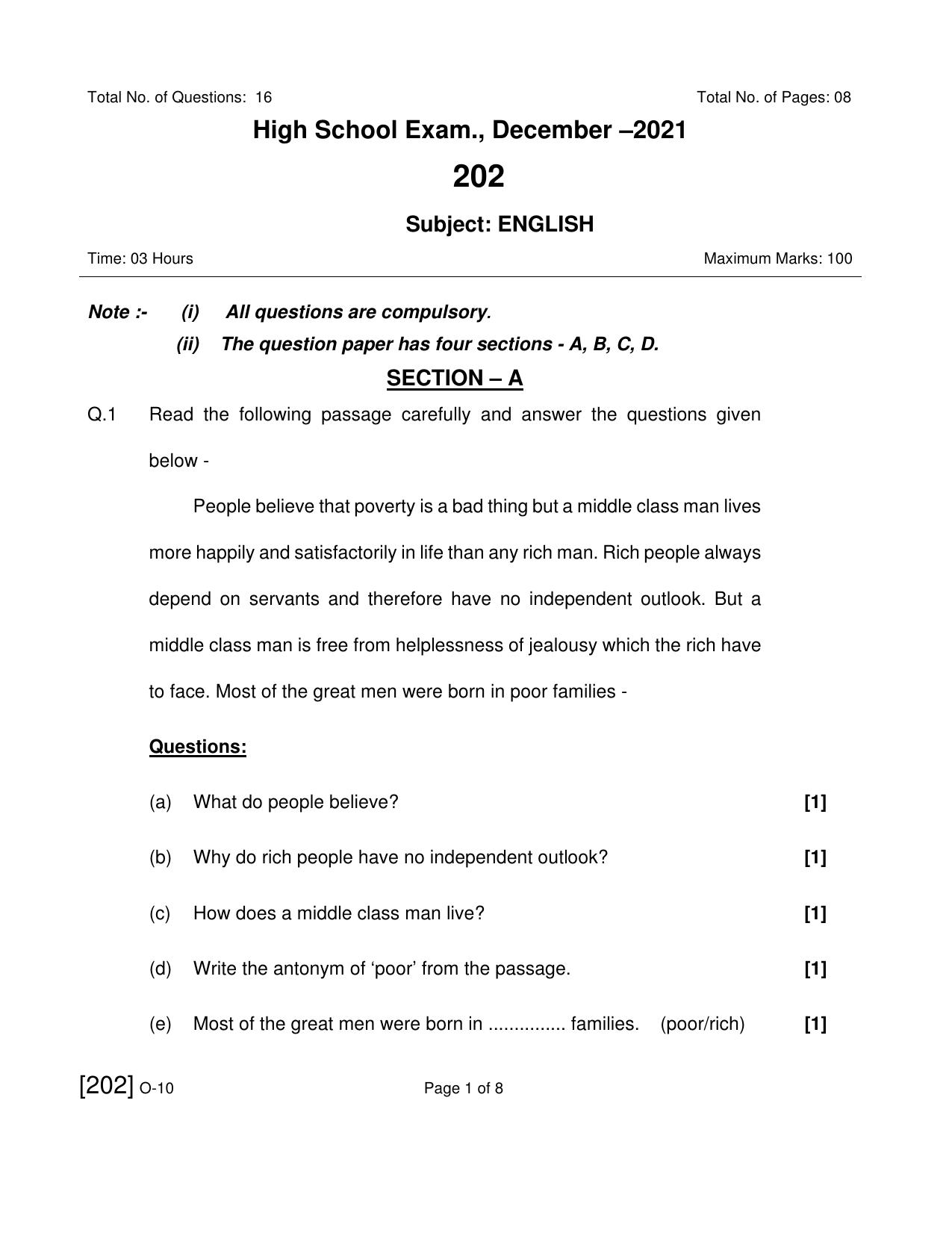 Open School Exam 2021 December Question Paper (All Subjects) - Page 20