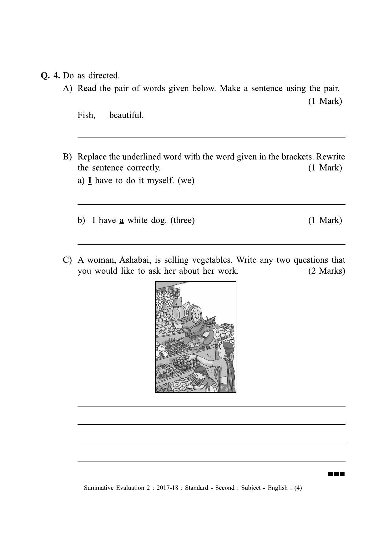 Maharashtra Board Class 2 English (First Language)  Sample Question Paper - Page 4