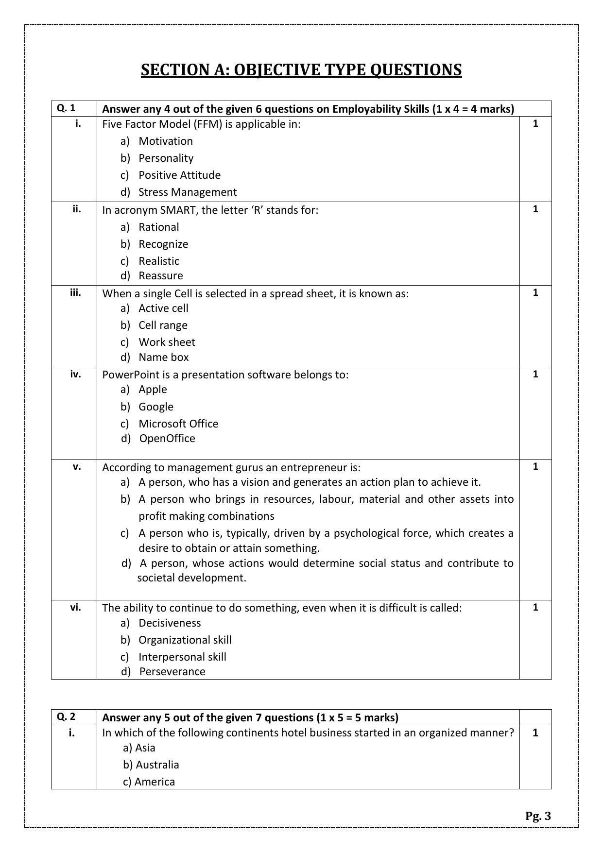 CBSE Class 12 Front Office Operations (Skill Education) Sample Papers 2023 - Page 3
