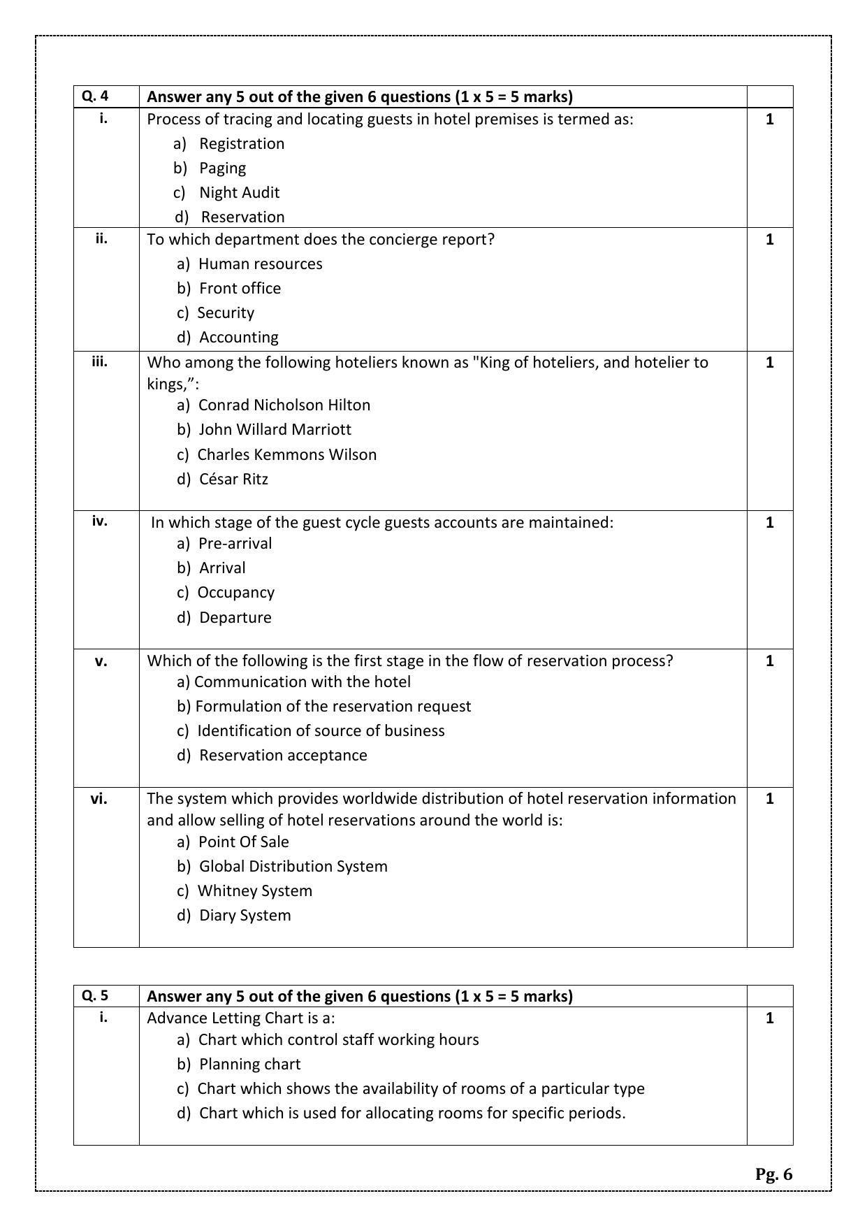 CBSE Class 12 Front Office Operations (Skill Education) Sample Papers 2023 - Page 6