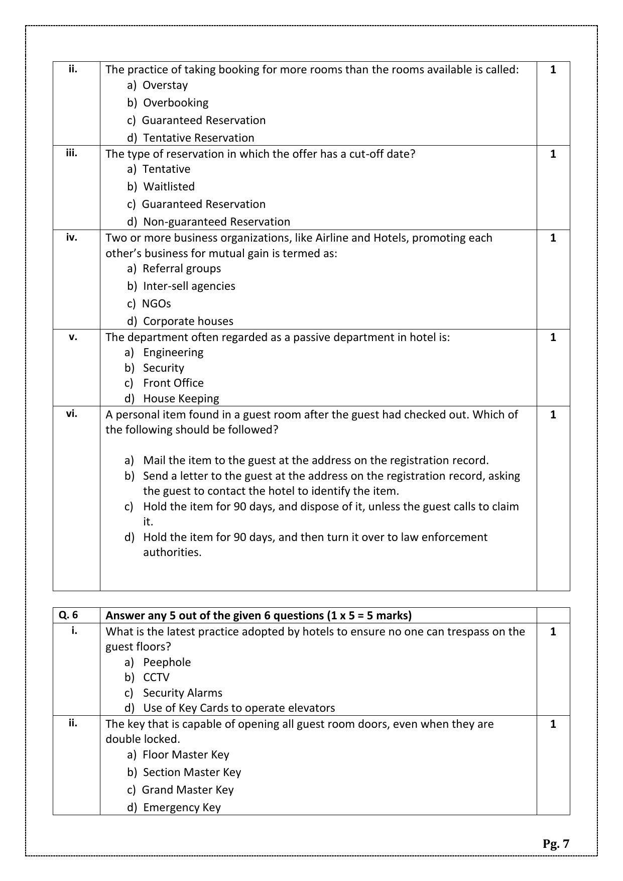 CBSE Class 12 Front Office Operations (Skill Education) Sample Papers 2023 - Page 7
