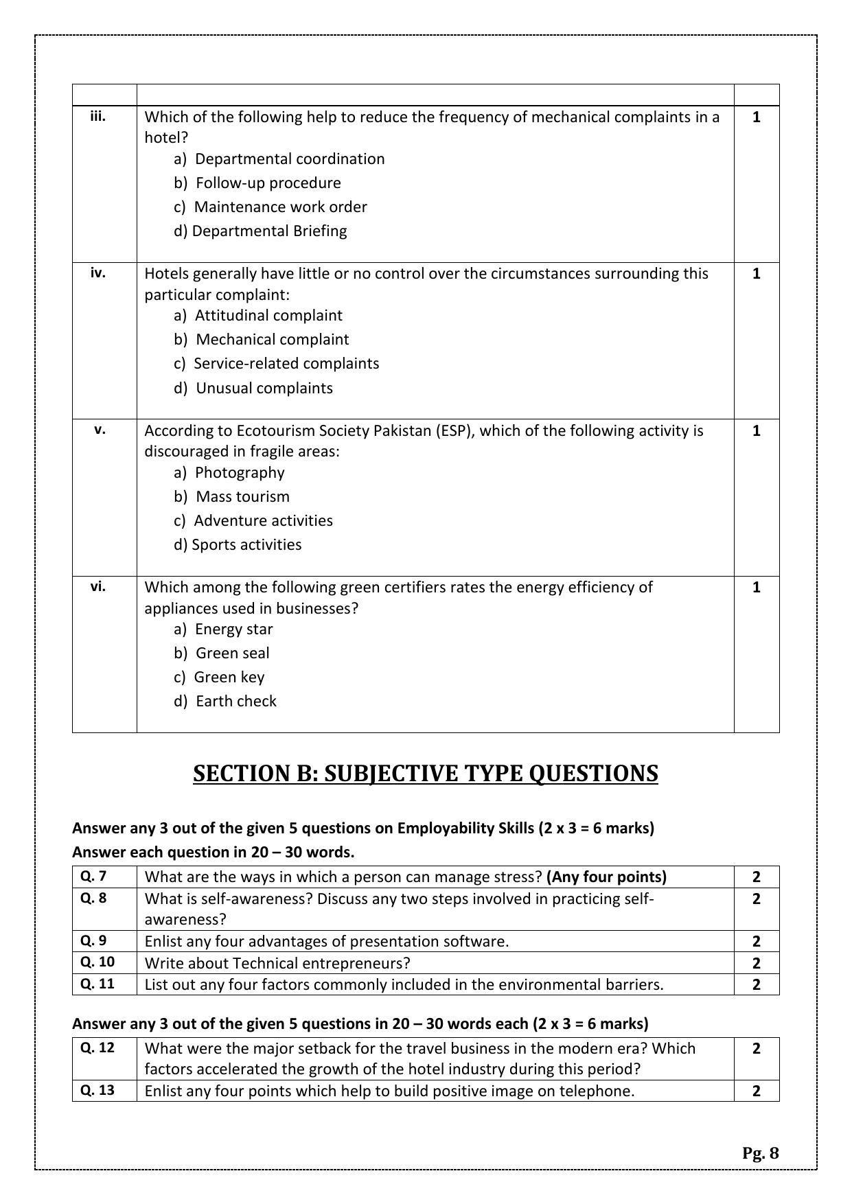 CBSE Class 12 Front Office Operations (Skill Education) Sample Papers 2023 - Page 8