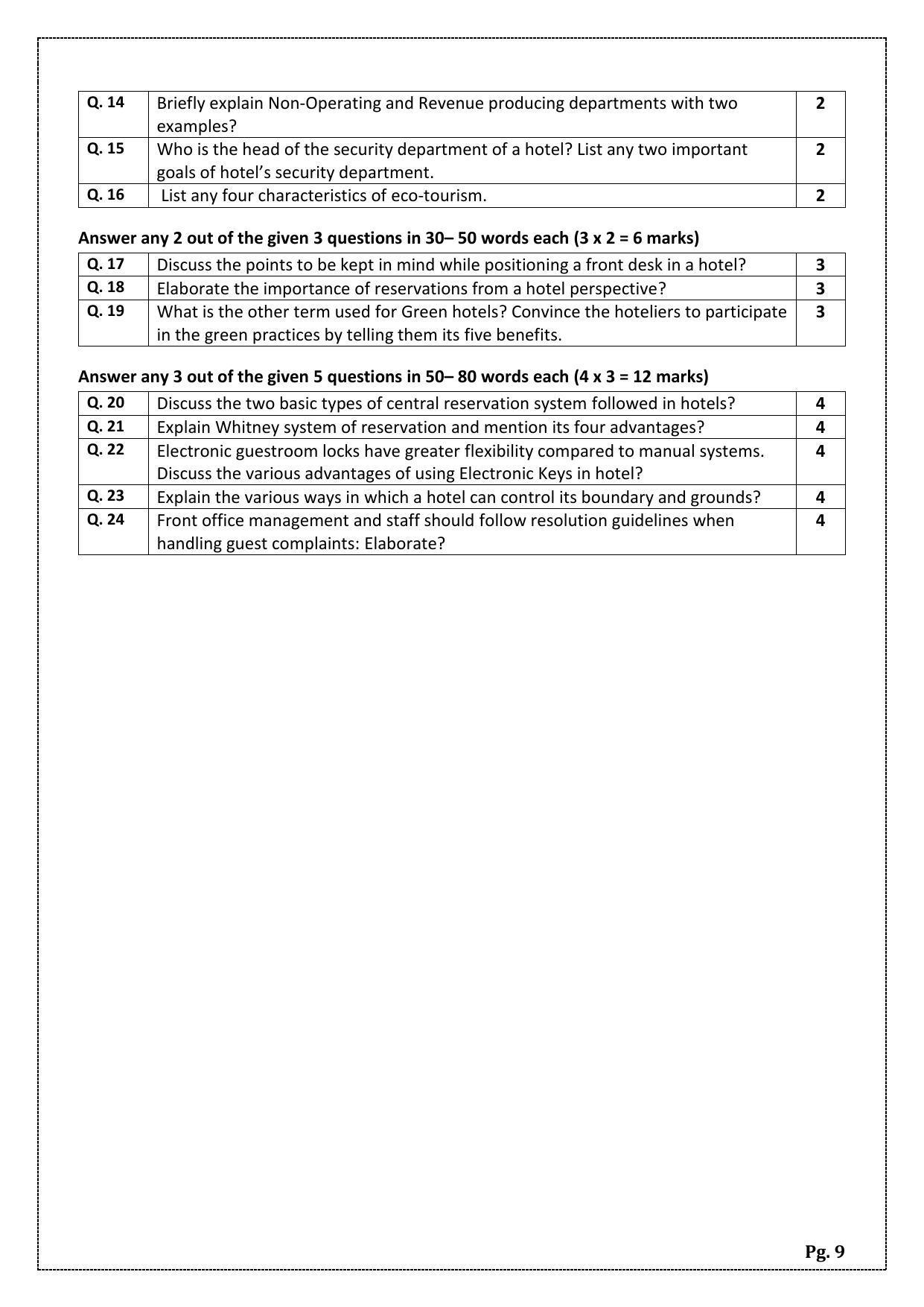 CBSE Class 12 Front Office Operations (Skill Education) Sample Papers 2023 - Page 9