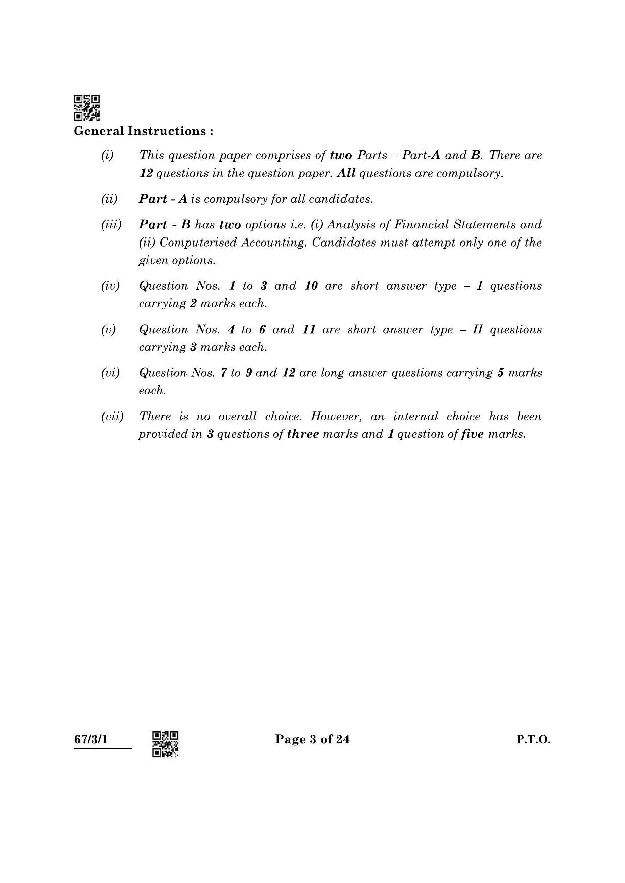 CBSE Class 12 67-3-1 Accountancy 2022 Question Paper - Page 3