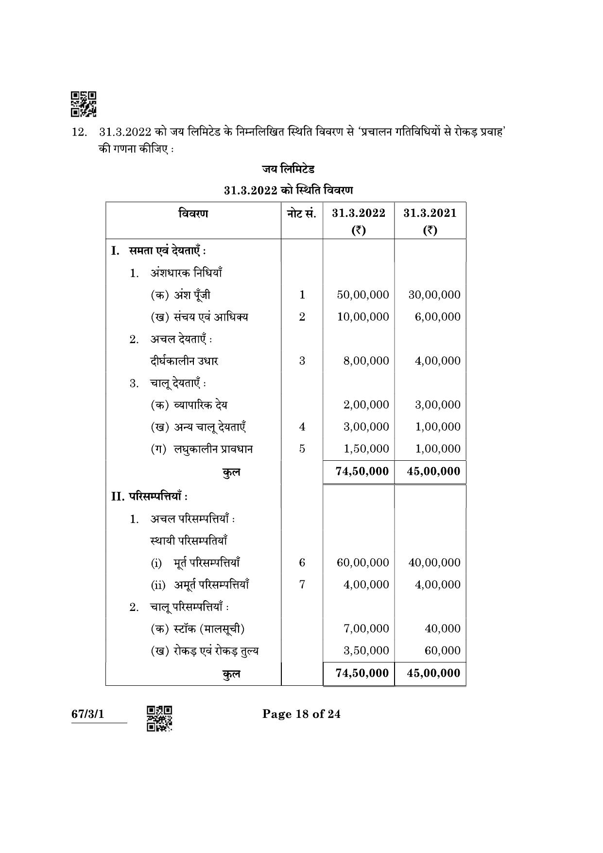 CBSE Class 12 67-3-1 Accountancy 2022 Question Paper - Page 18