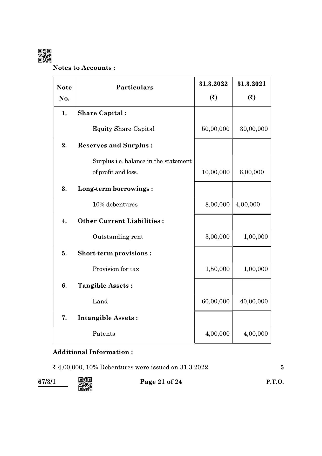 CBSE Class 12 67-3-1 Accountancy 2022 Question Paper - Page 21
