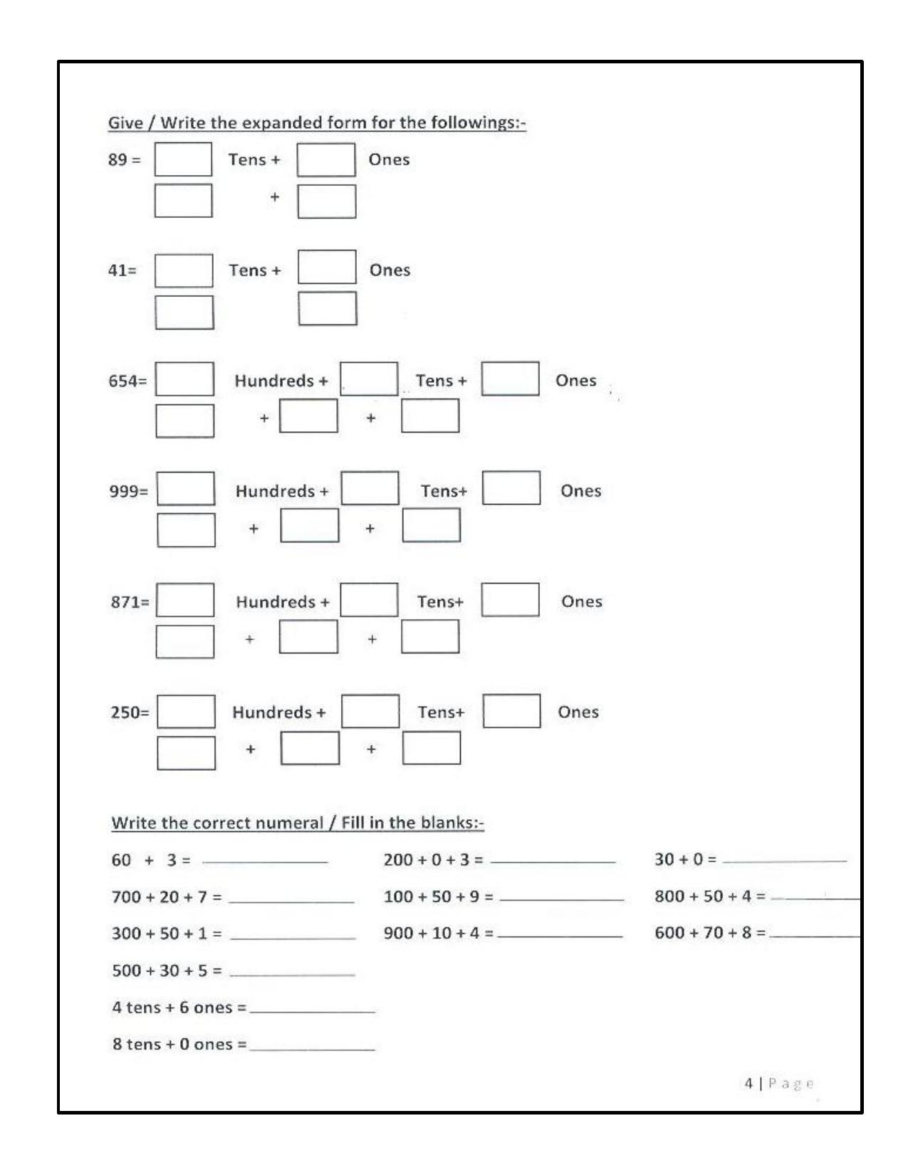 Revison Worksheets for Class 2 Maths Assignment 126 - Page 4