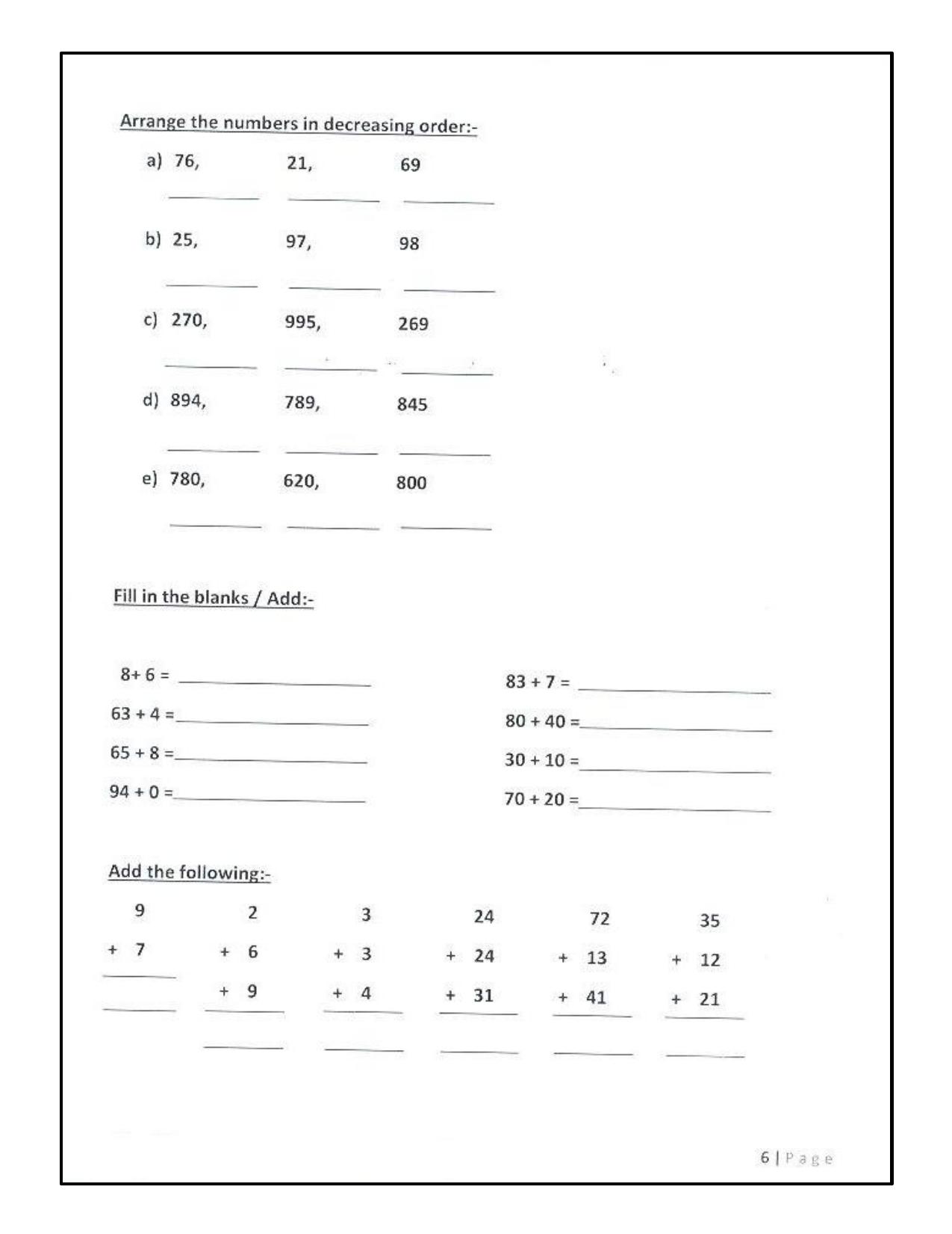 Revison Worksheets for Class 2 Maths Assignment 126 - Page 6