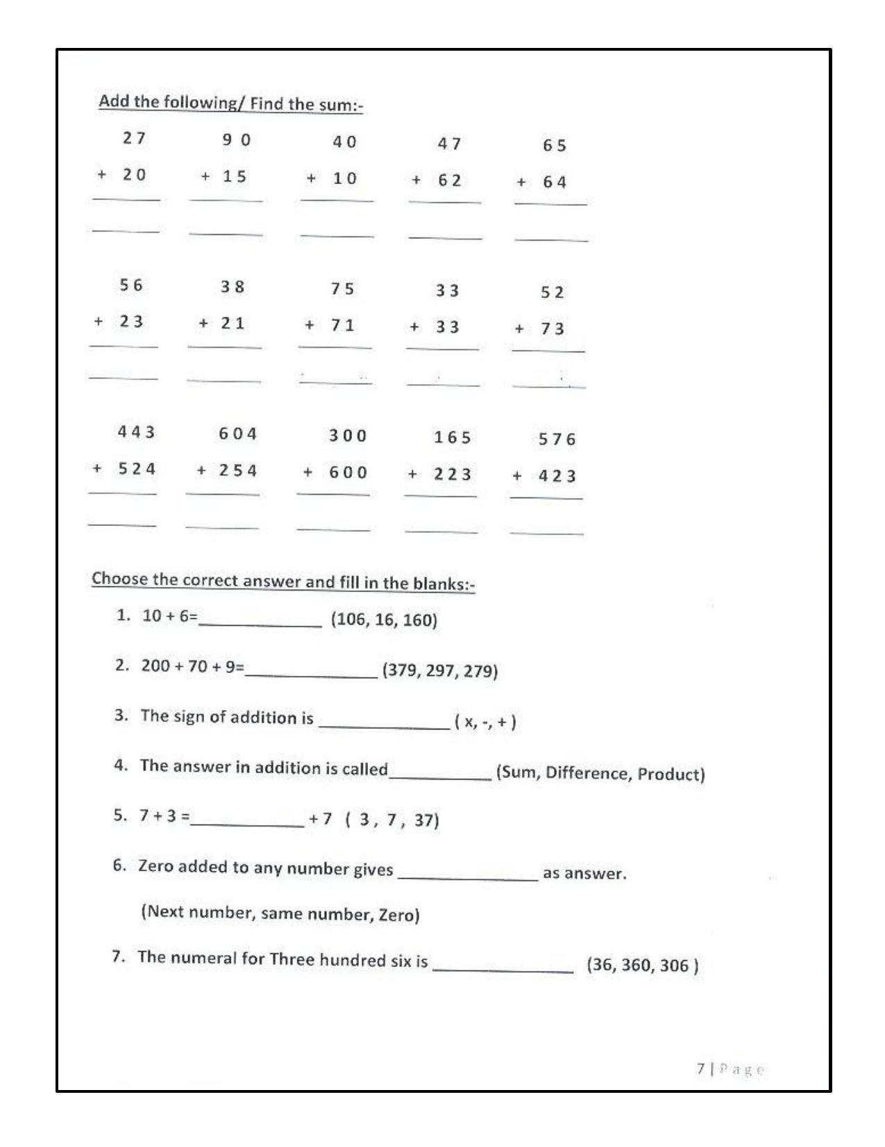Revison Worksheets for Class 2 Maths Assignment 126 - Page 7