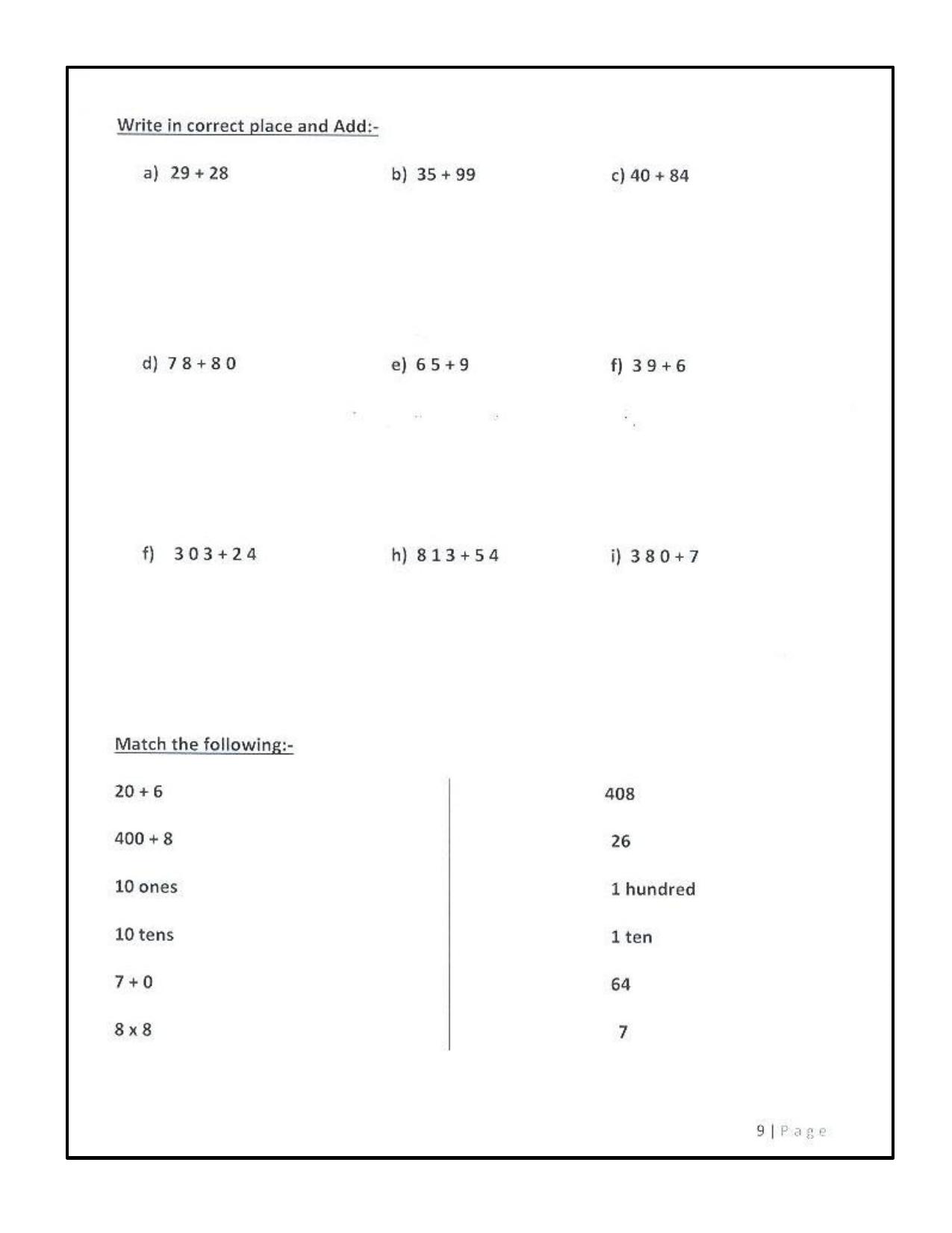 Revison Worksheets for Class 2 Maths Assignment 126 - Page 9