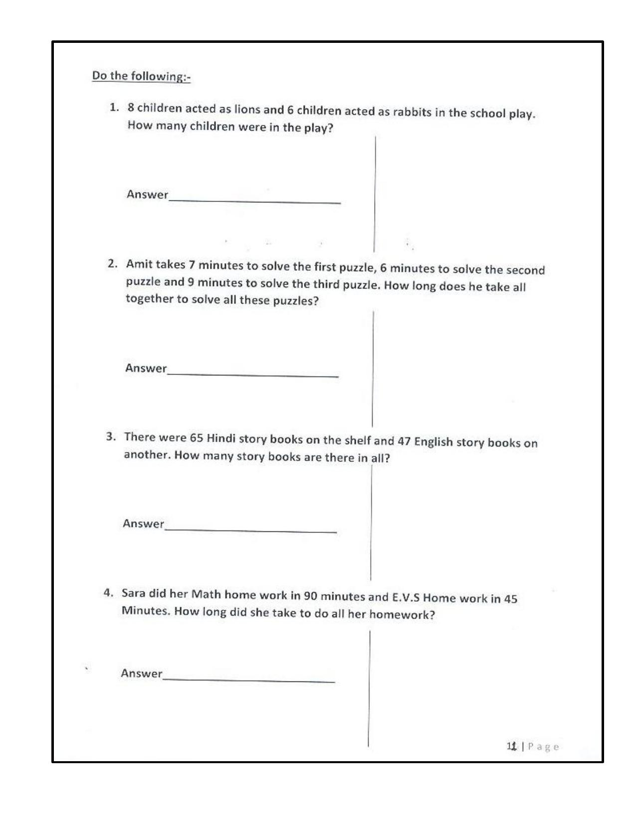 Revison Worksheets for Class 2 Maths Assignment 126 - Page 11