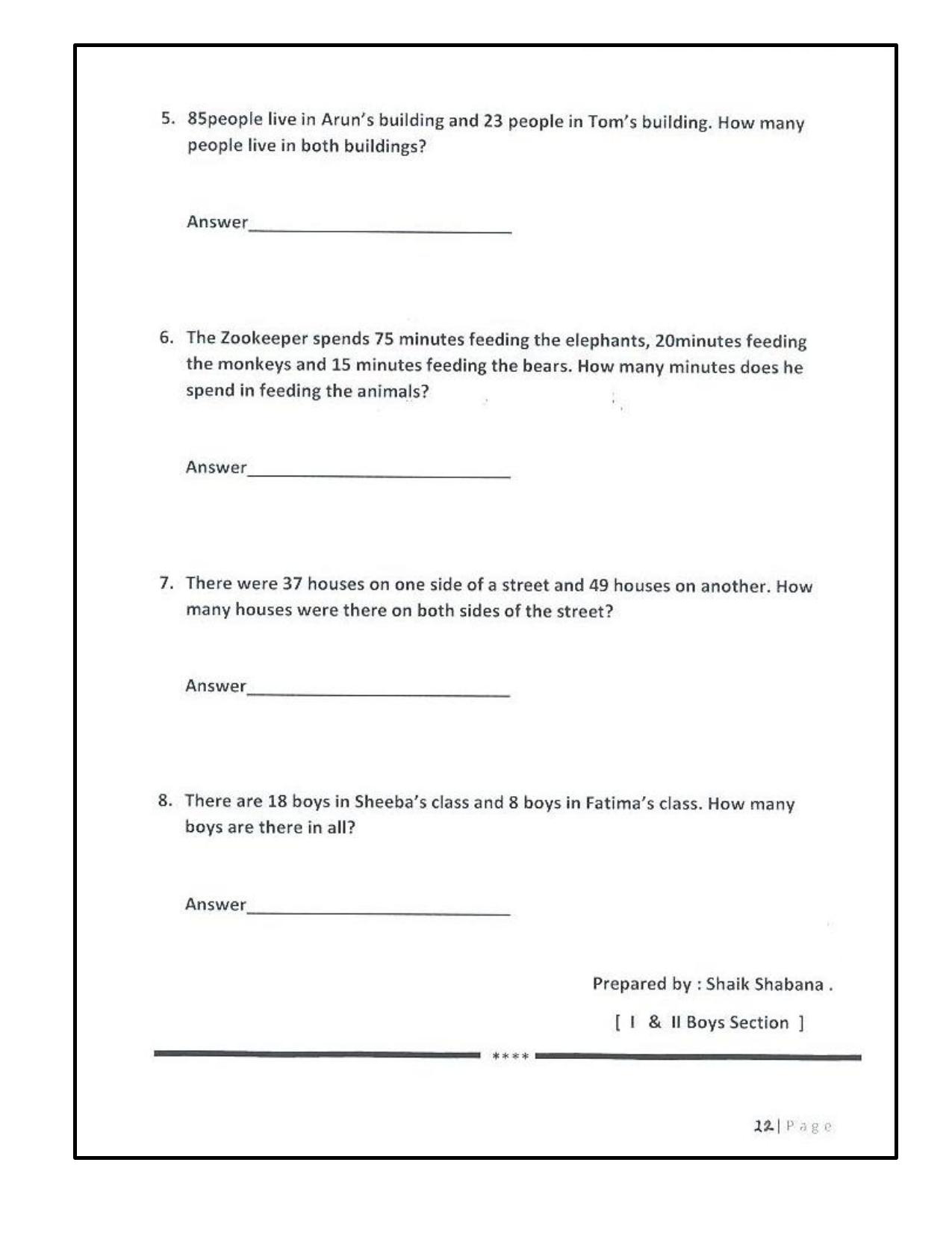 Revison Worksheets for Class 2 Maths Assignment 126 - Page 12
