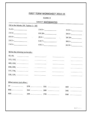Revison Worksheets for Class 2 Maths Assignment 126