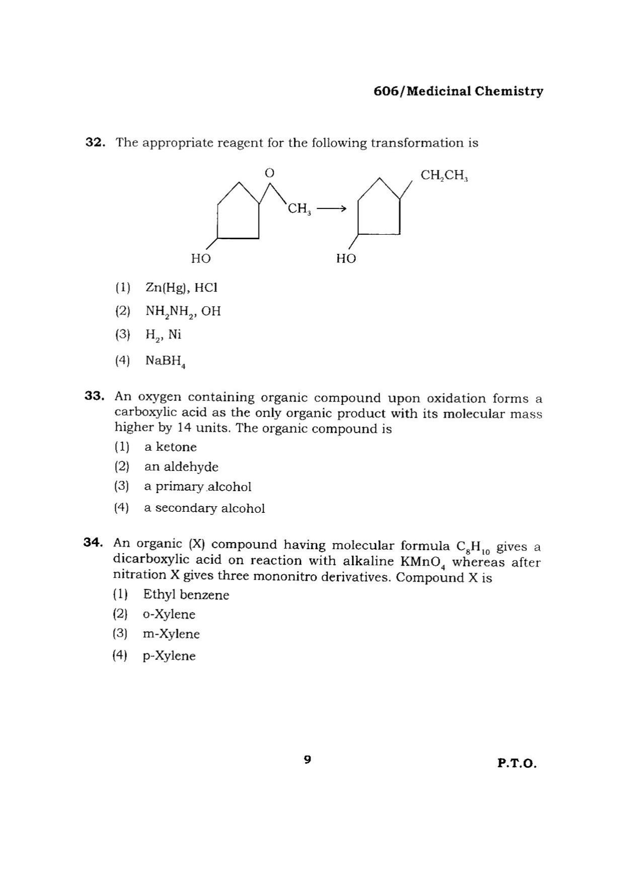 BHU RET MEDICINAL CHEMISTRY 2015 Question Paper - Page 9