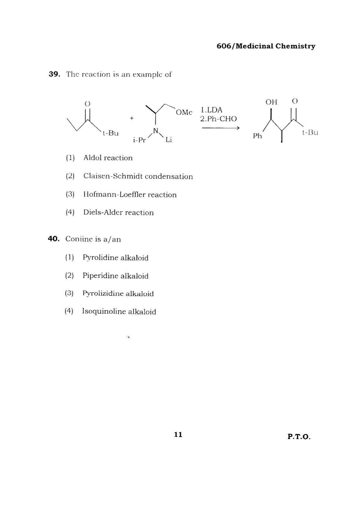 BHU RET MEDICINAL CHEMISTRY 2015 Question Paper - Page 11