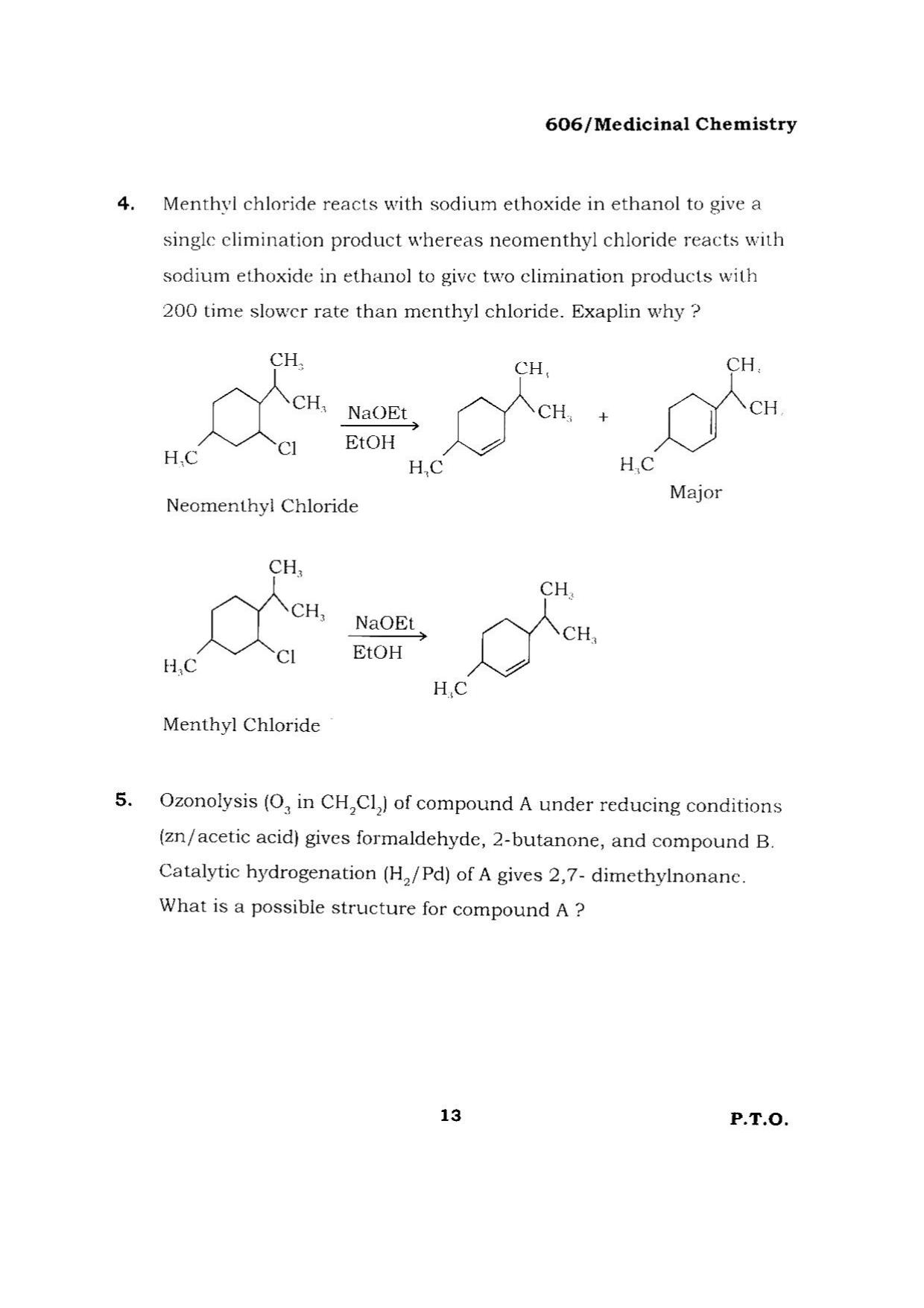 BHU RET MEDICINAL CHEMISTRY 2015 Question Paper - Page 13