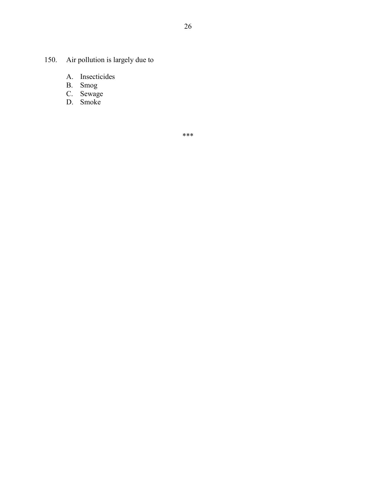 CUSAT CAT 2016 Life Science Question Paper - Page 26