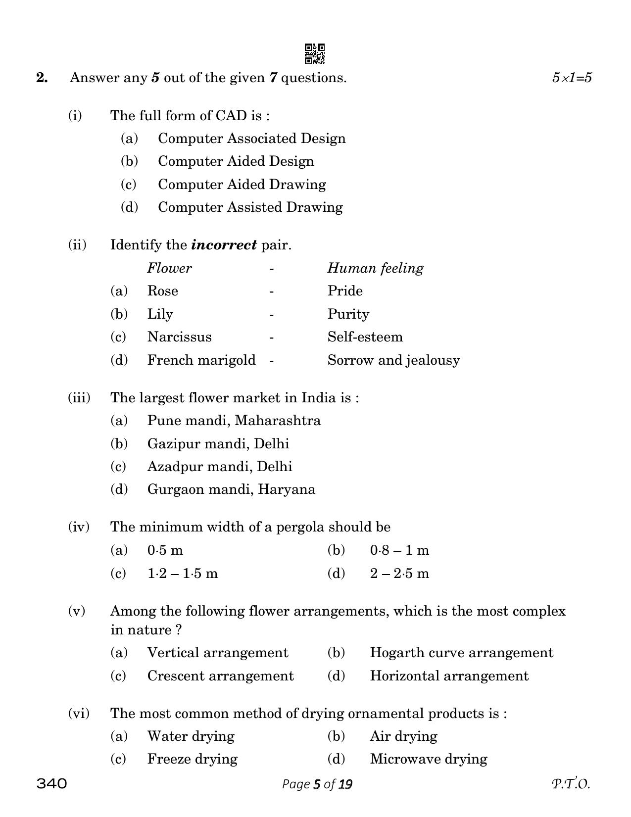 CBSE Class 12 Horticulture (Compartment) 2023 Question Paper - Page 5