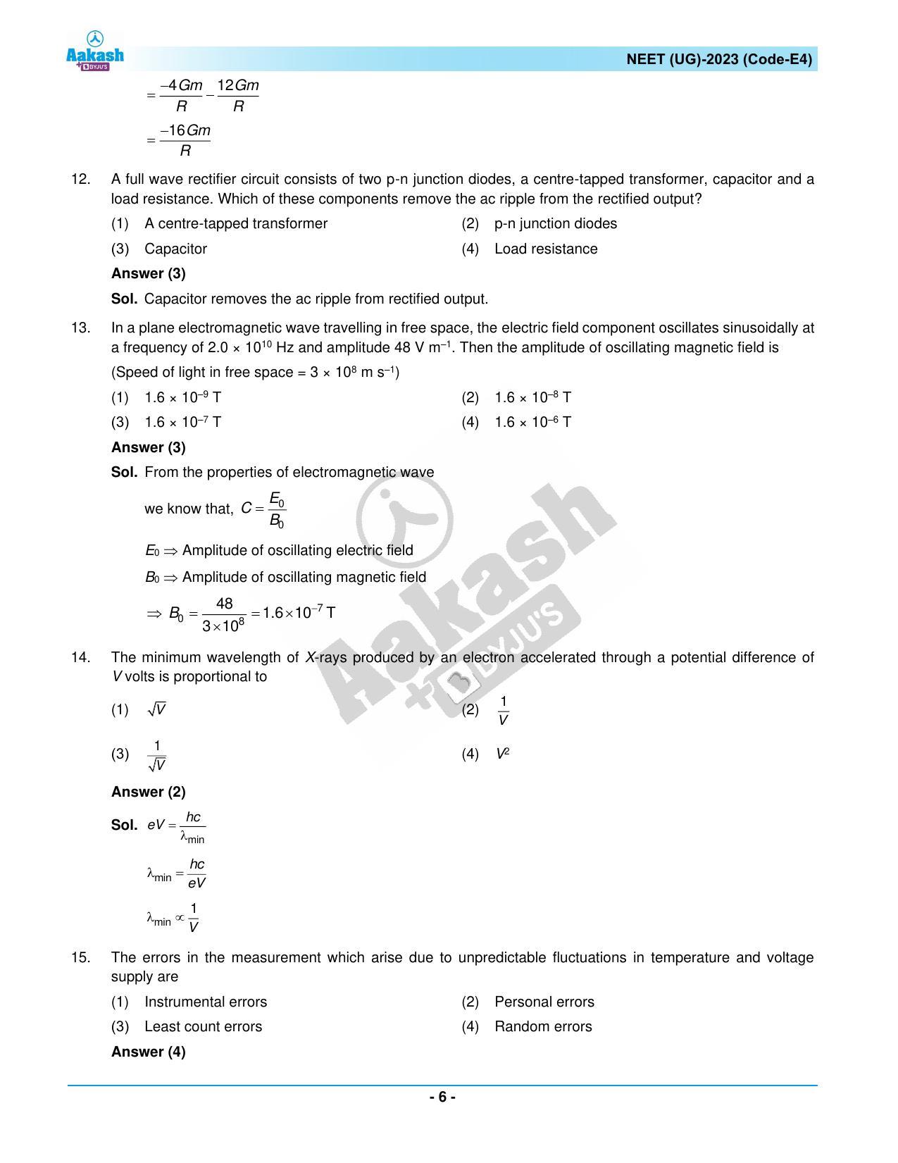 NEET 2023 Question Paper E4 - Page 6